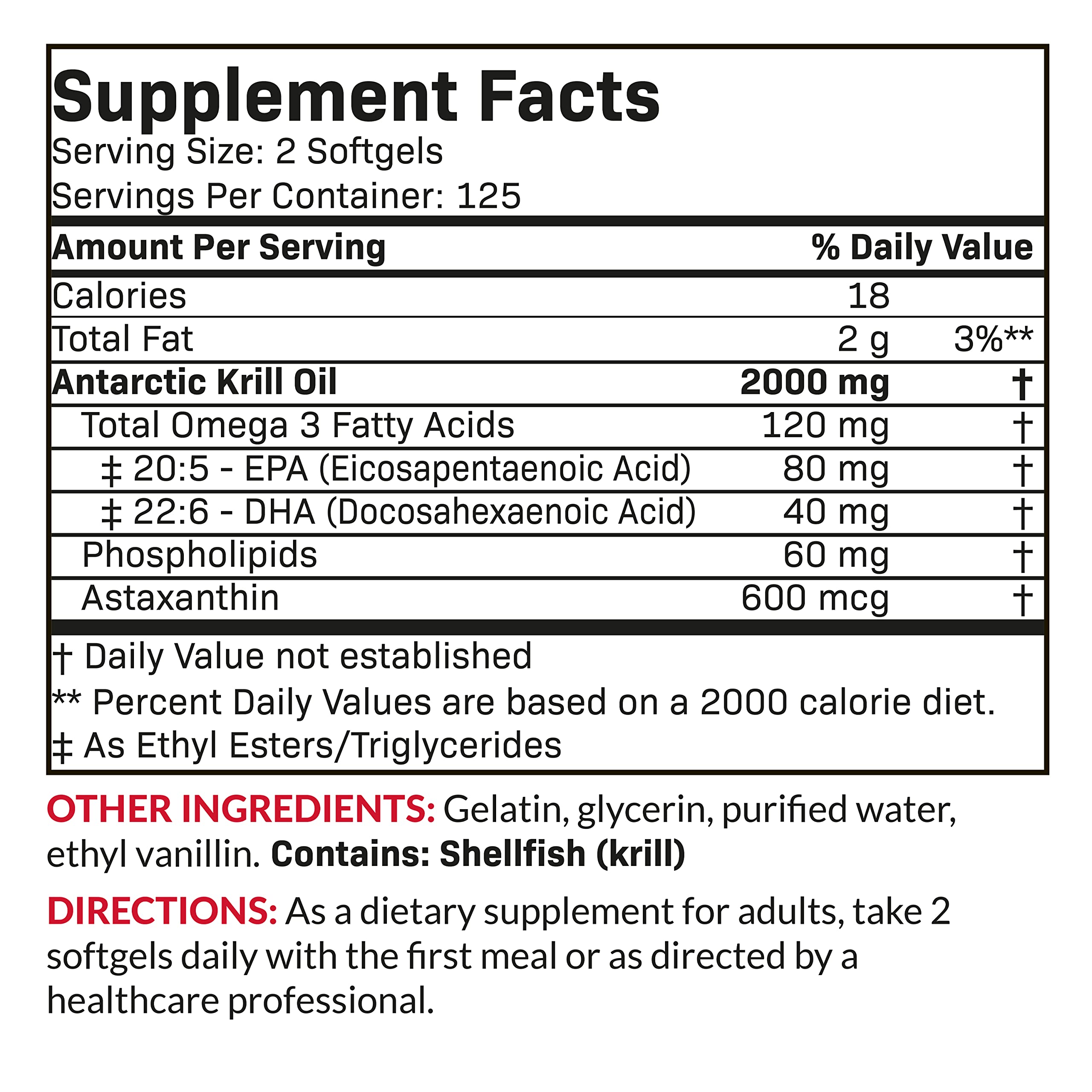 Futurebiotics Antarctic Krill Oil 2000 MG ingredients list