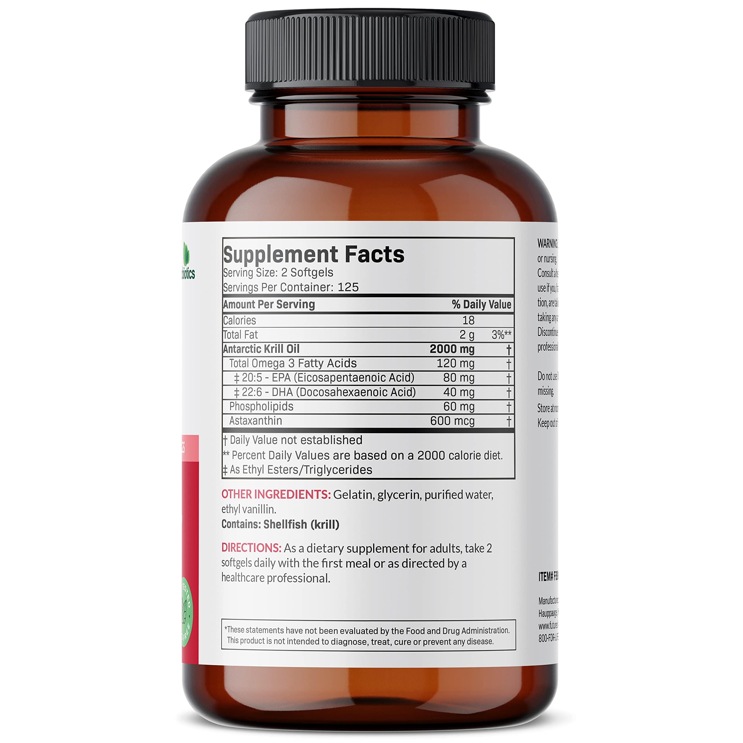 Futurebiotics Antarctic Krill Oil 2000 MG packaging side view