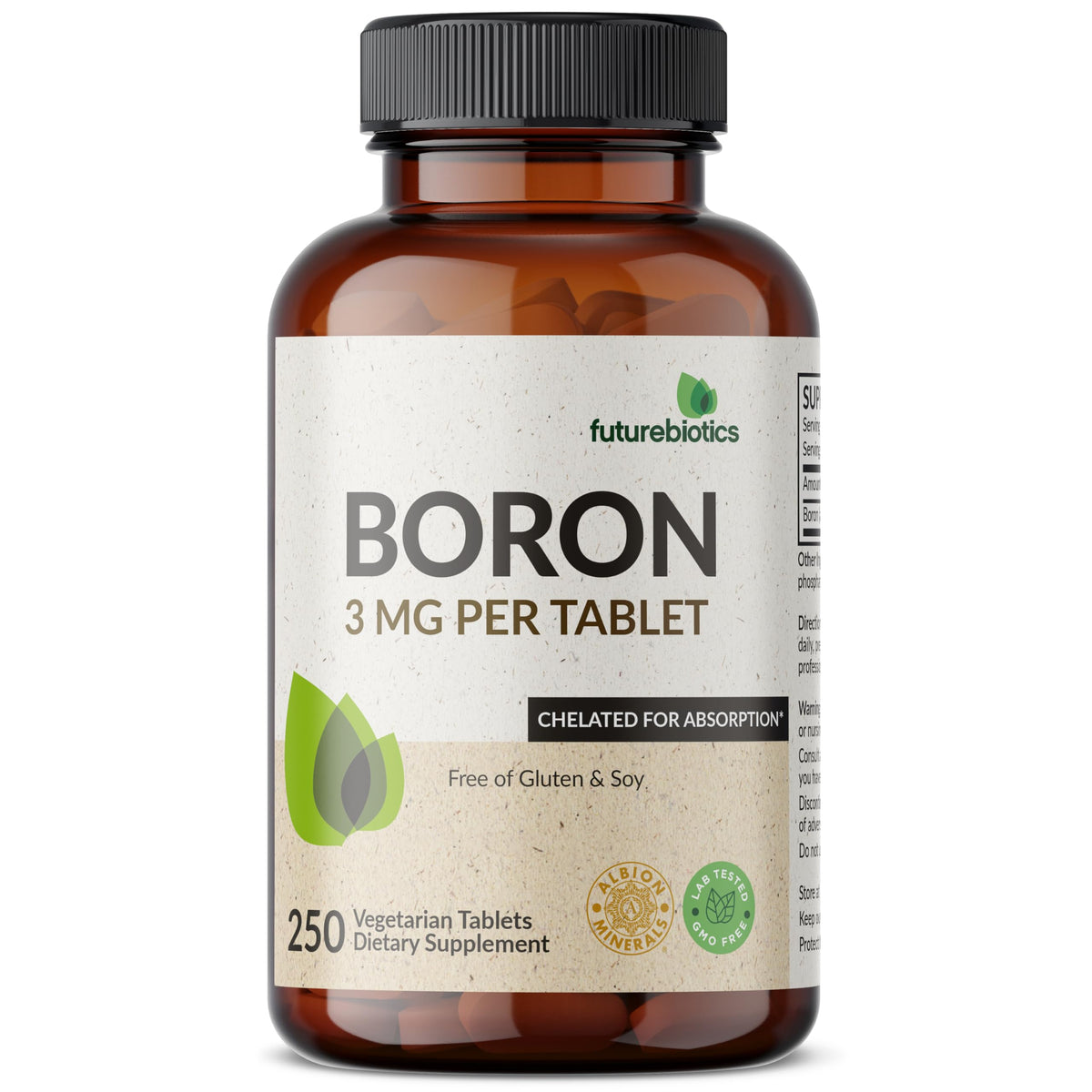 Futurebiotics Boron 3 MG supplement front view, 82g bottle