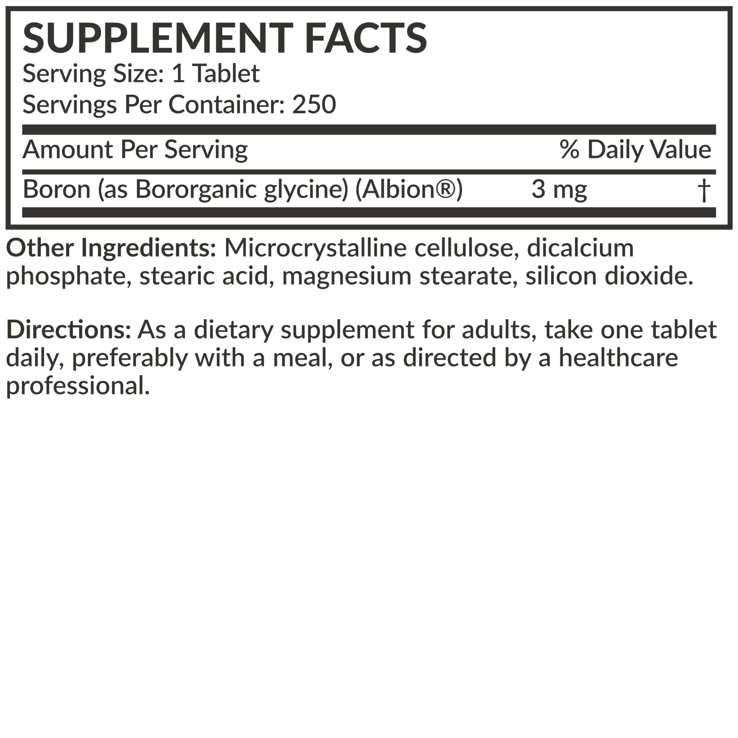 Futurebiotics Boron 3 MG supplement with health-related items