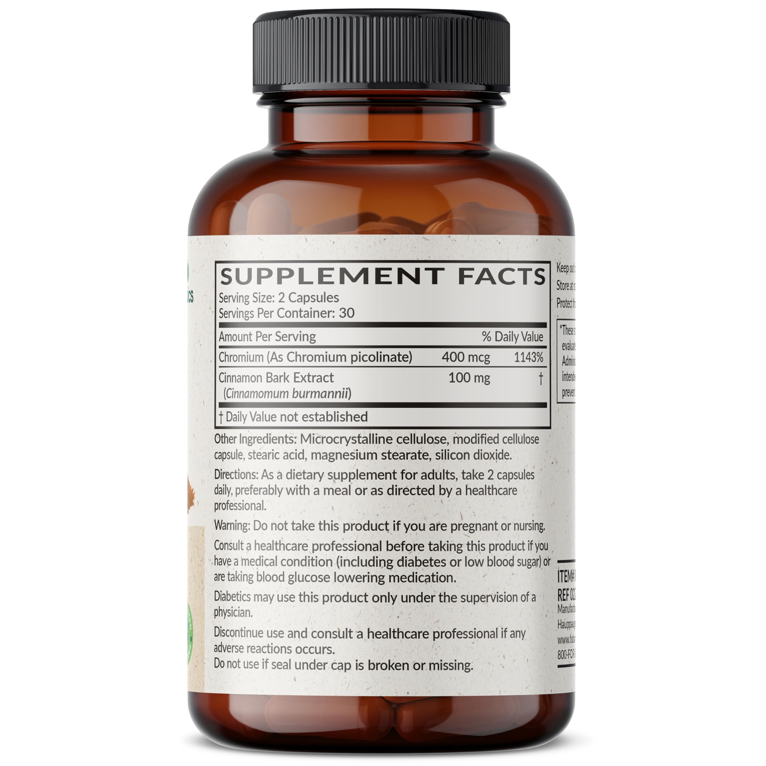 Futurebiotics Cinnamon Plus Chromium Picolinate back view