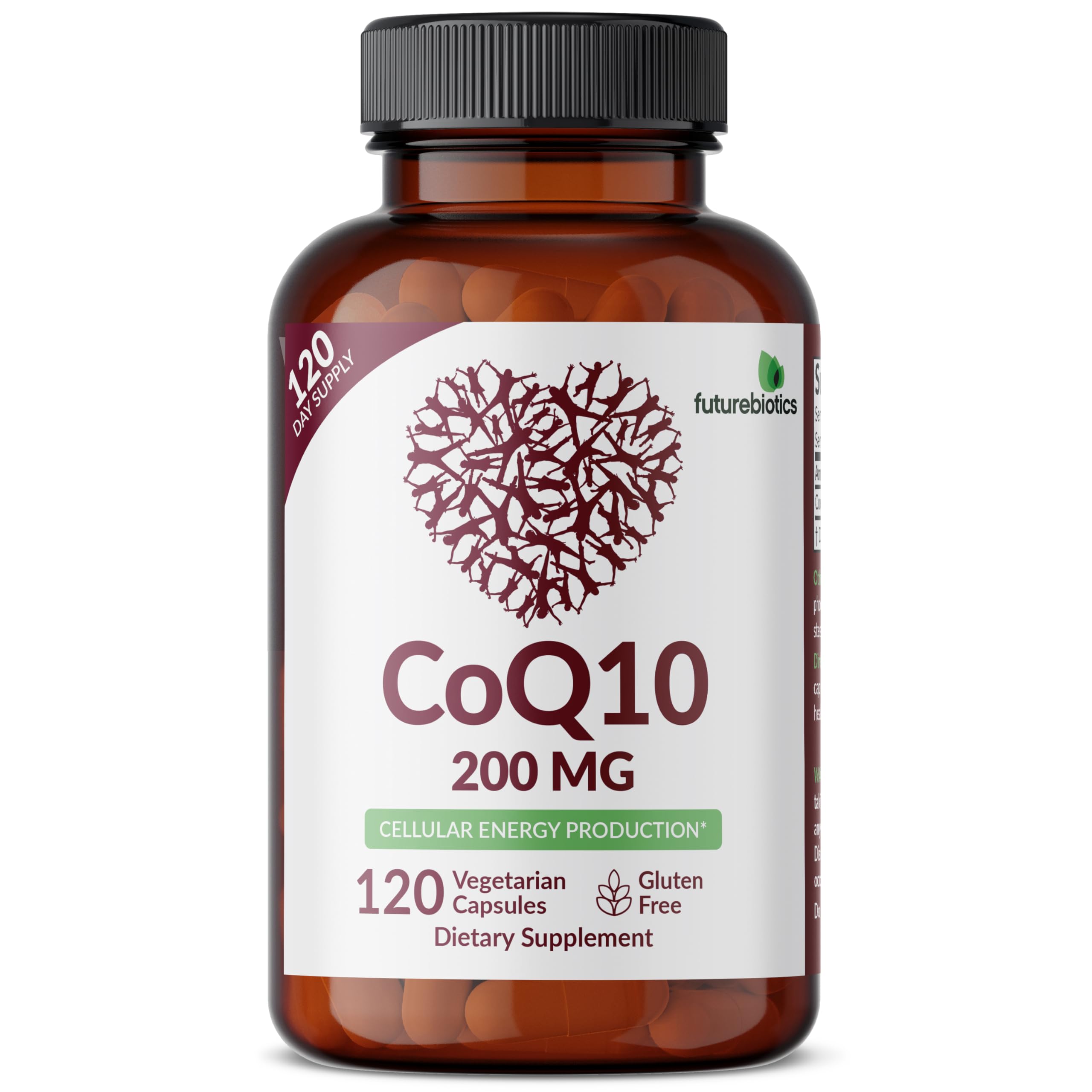 Futurebiotics CoQ10 200 MG Vegetarian Capsules back label