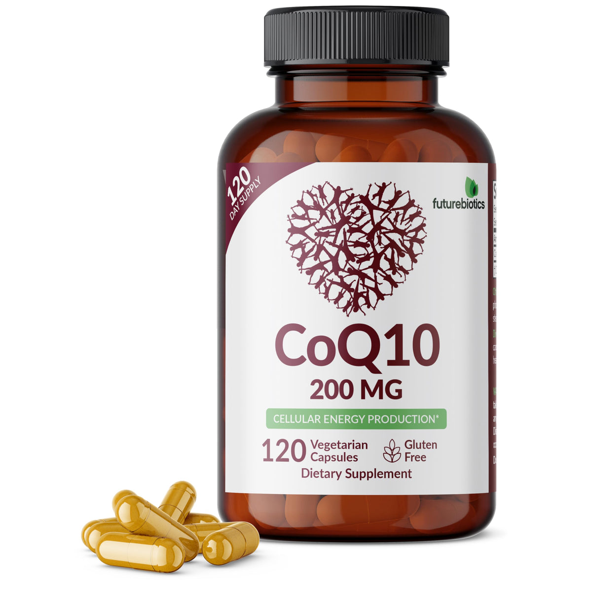 Futurebiotics CoQ10 200 MG Vegetarian Capsules bottle front view