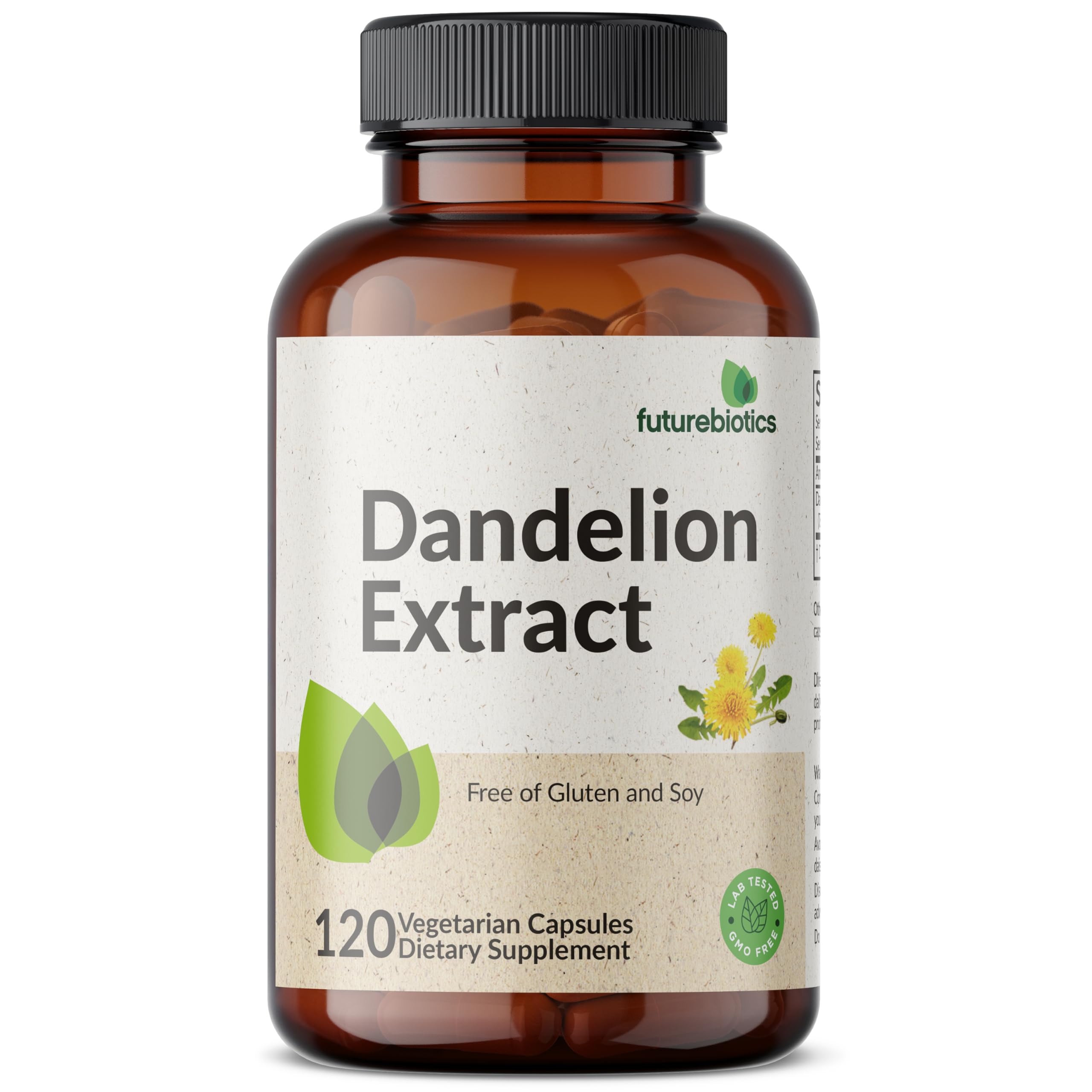 Futurebiotics Dandelion Root 1500 MG capsules in a clear bottle