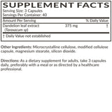Futurebiotics Dandelion Root 1500 MG capsules with ingredients list