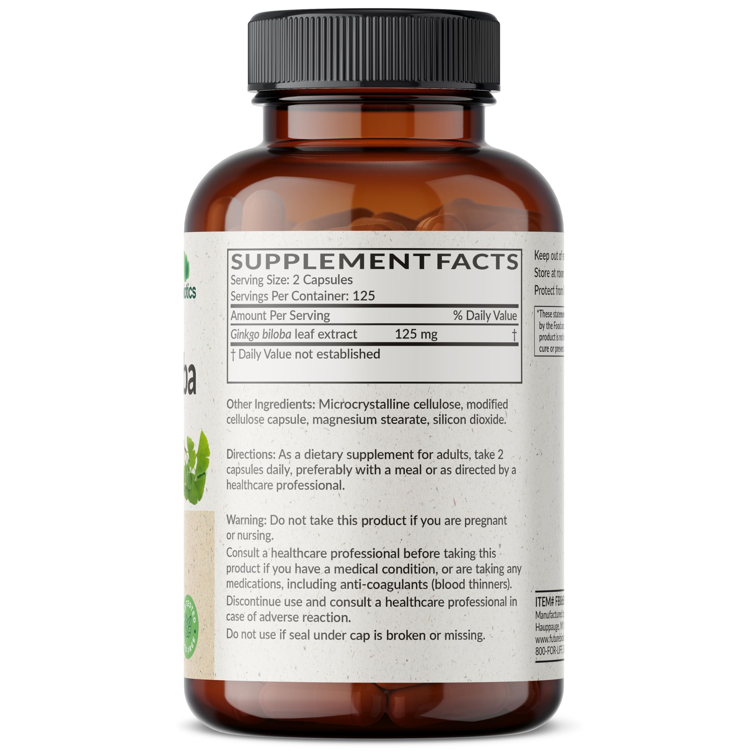 Futurebiotics Ginkgo Biloba capsules close-up