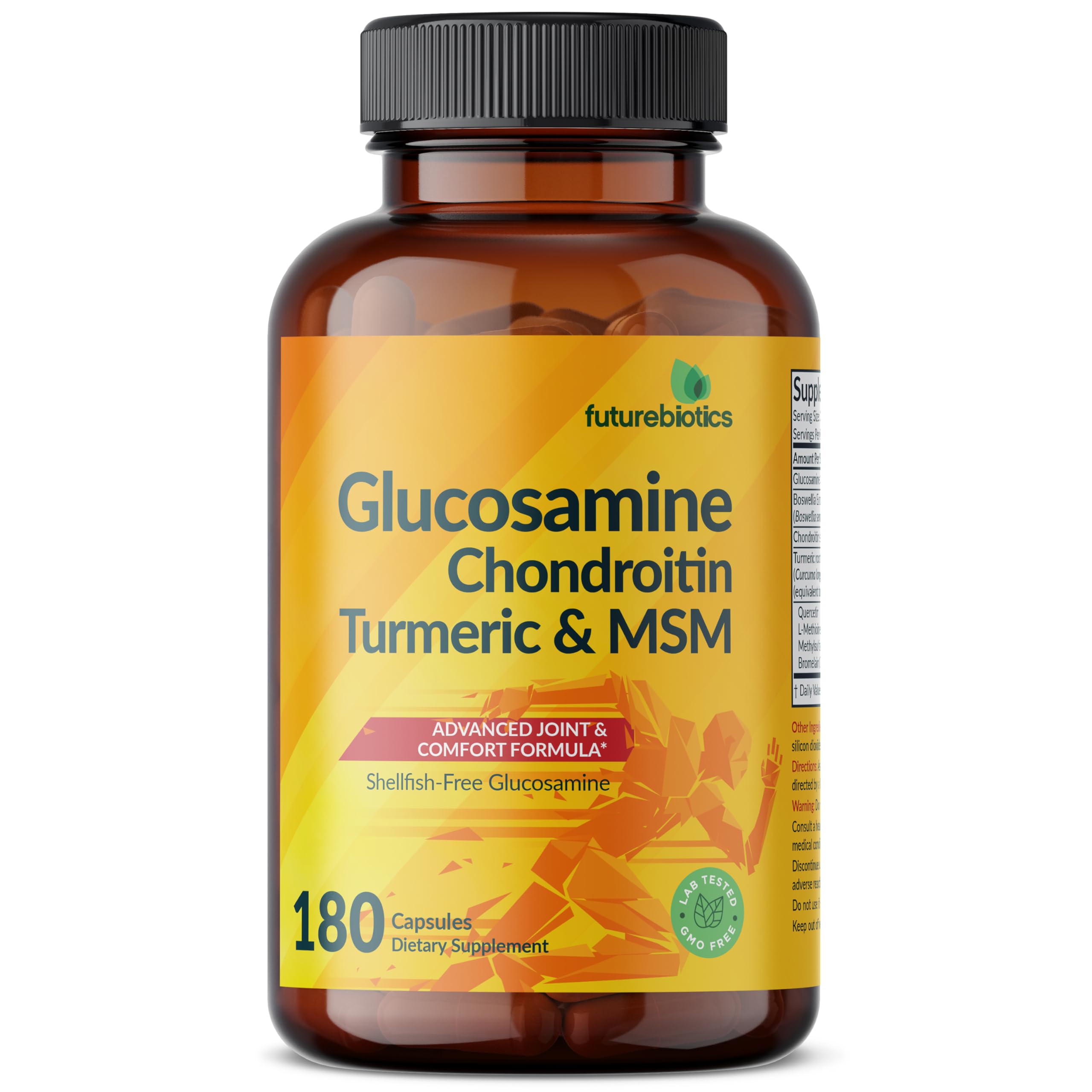 Futurebiotics Glucosamine Chondroitin Turmeric & MSM supplement bottle with measuring spoon