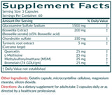 Futurebiotics Glucosamine Chondroitin Turmeric & MSM supplement with nutritional information