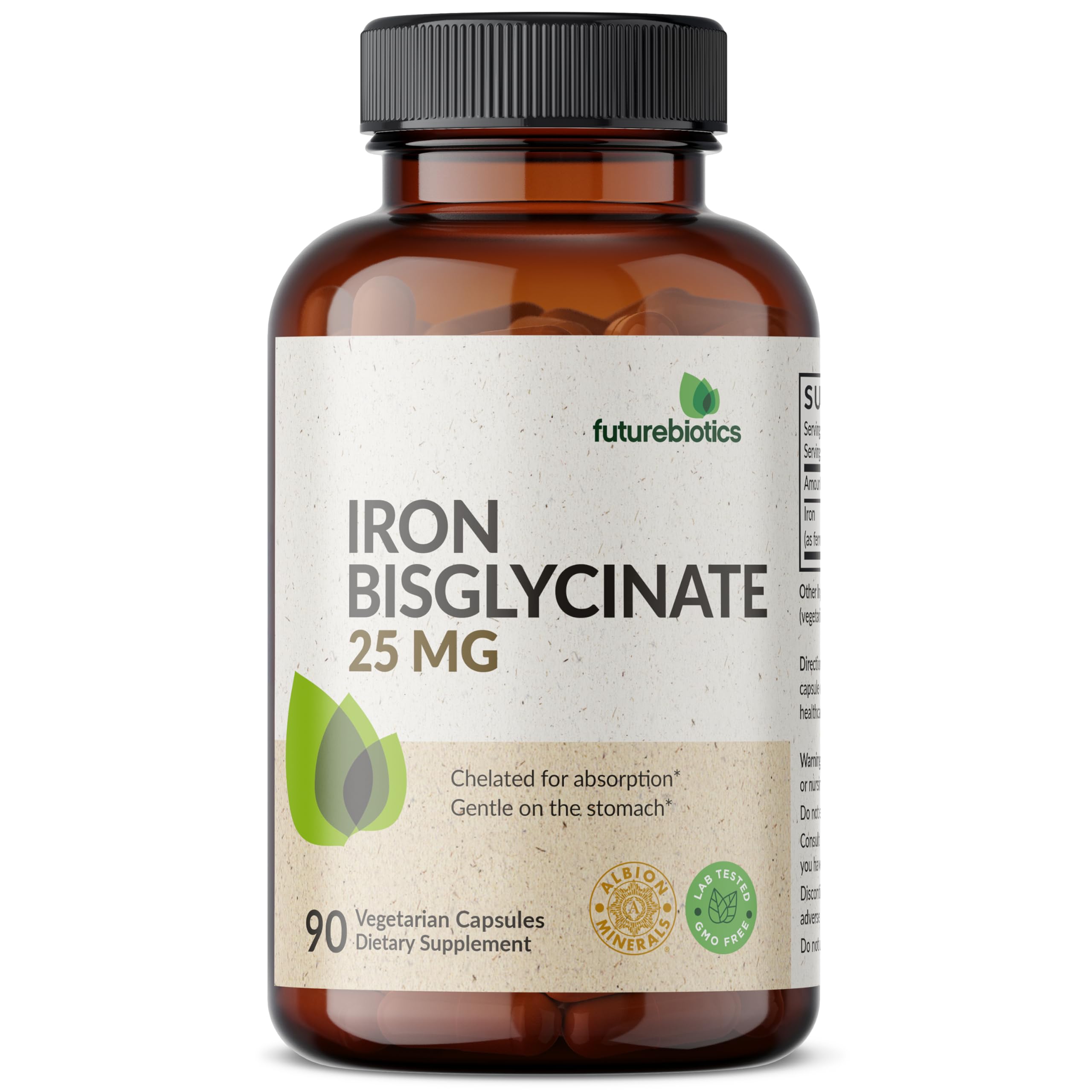 Futurebiotics Iron Bisglycinate Capsules 25mg front view