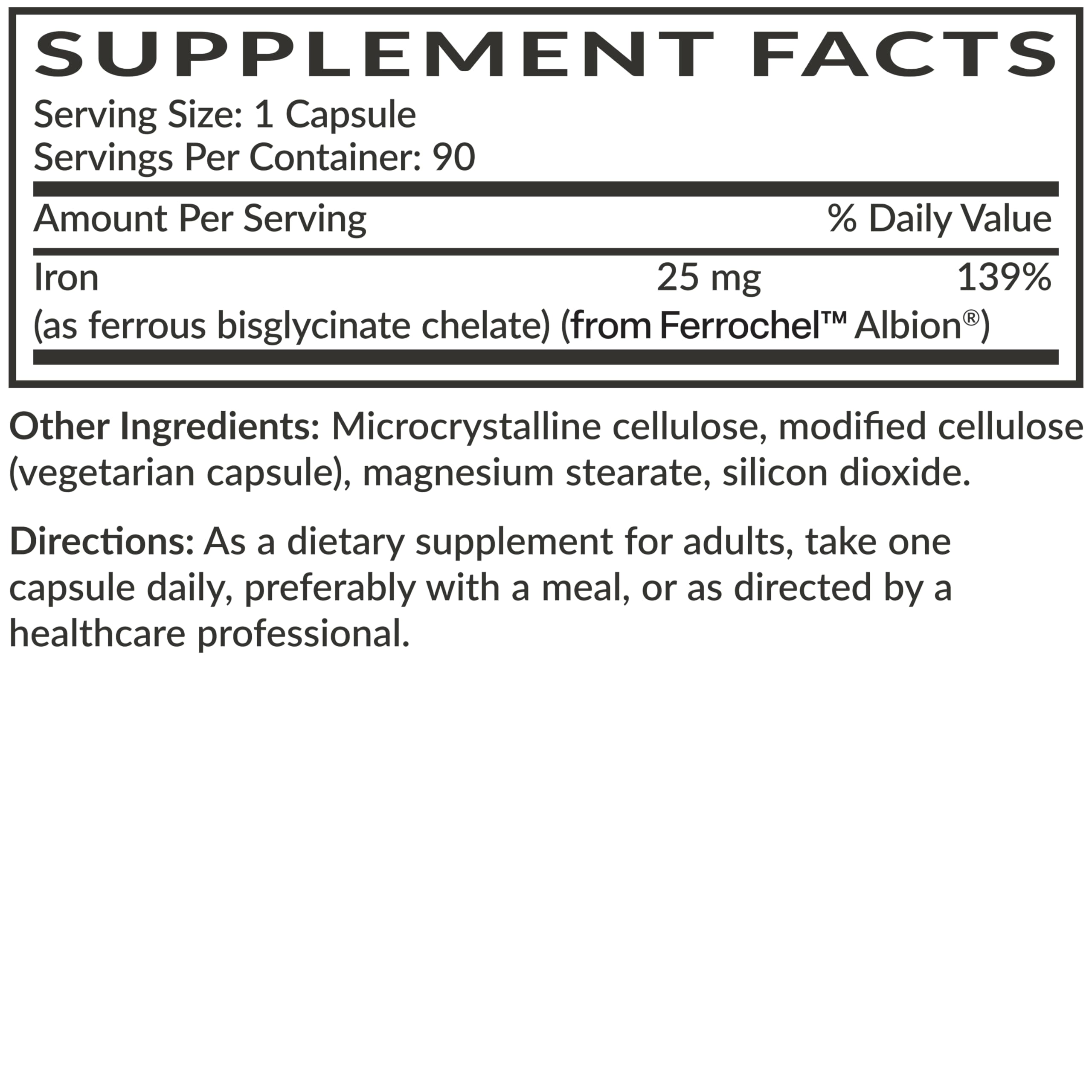 Futurebiotics Iron Bisglycinate Capsules 25mg opened bottle