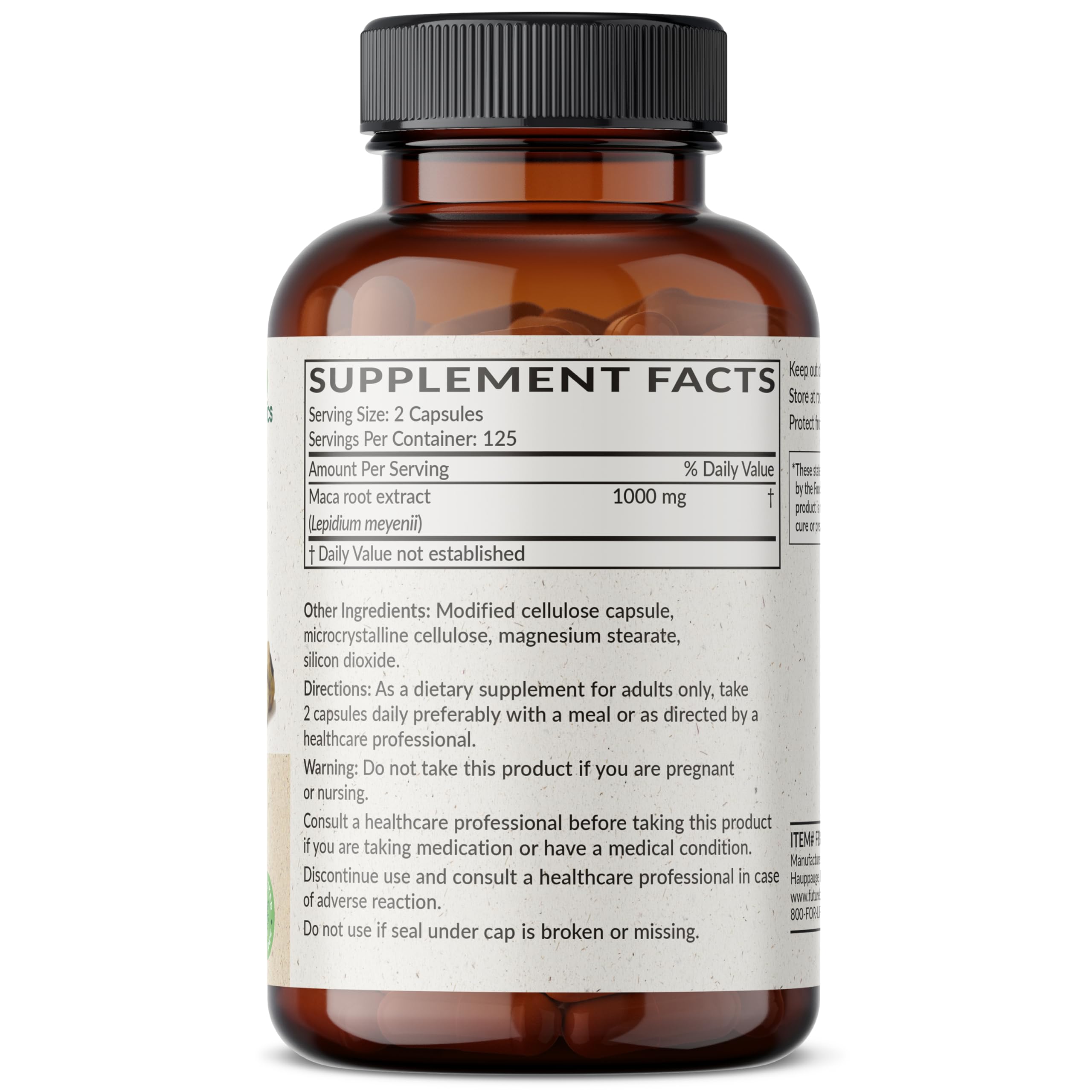 Futurebiotics Maca Root 4000MG vegan capsules side view