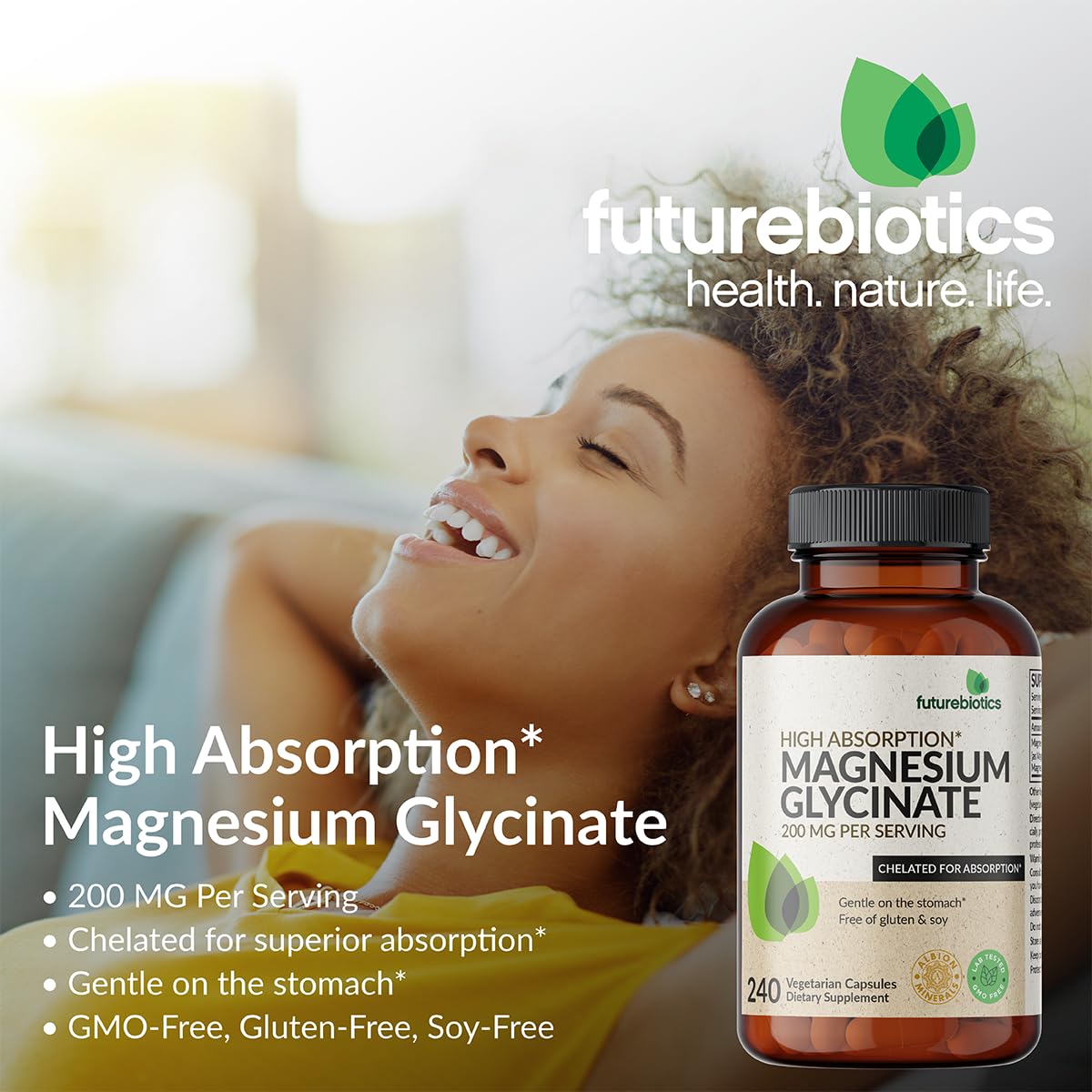 Futurebiotics Magnesium Glycinate 259g back view