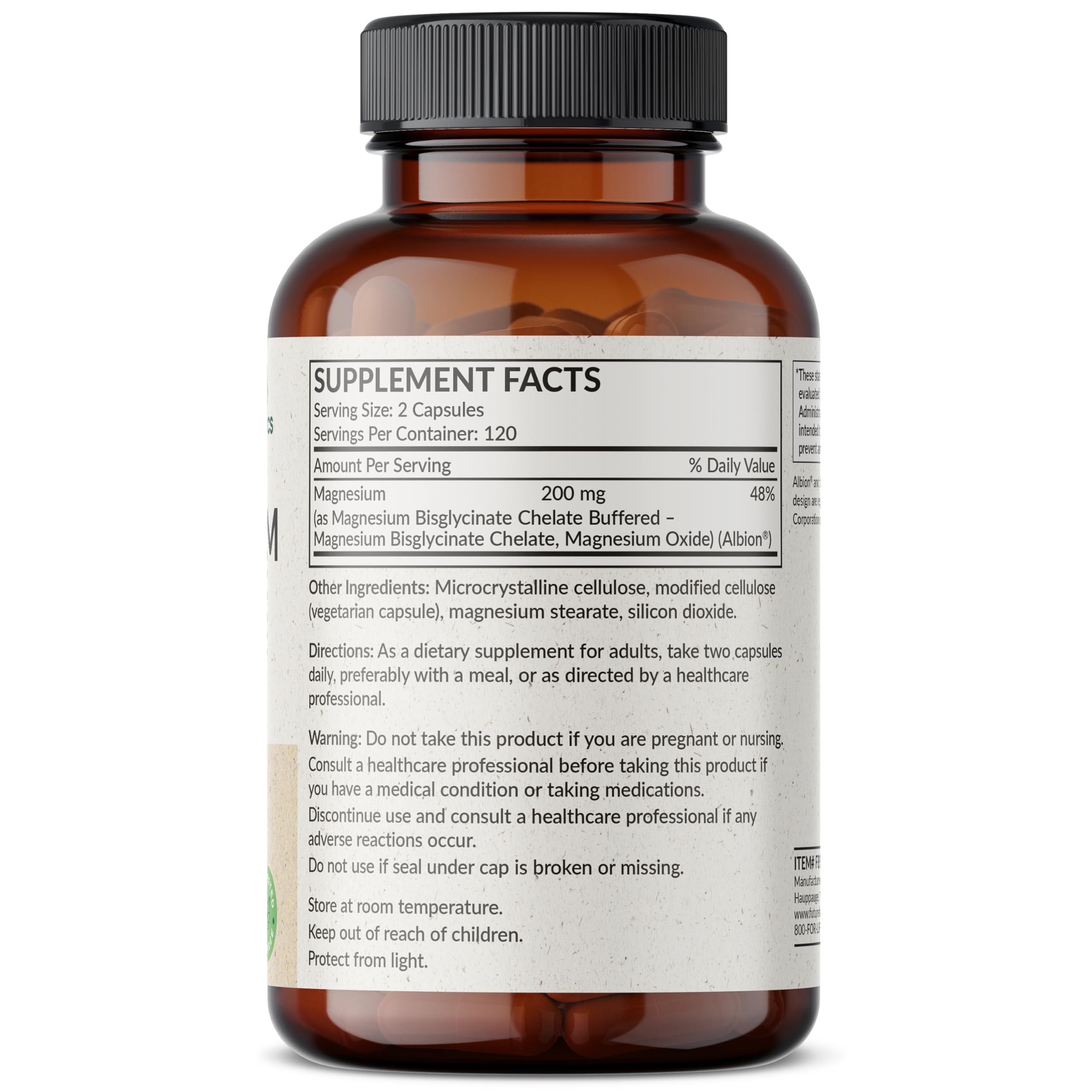 Futurebiotics Magnesium Glycinate 259g side view