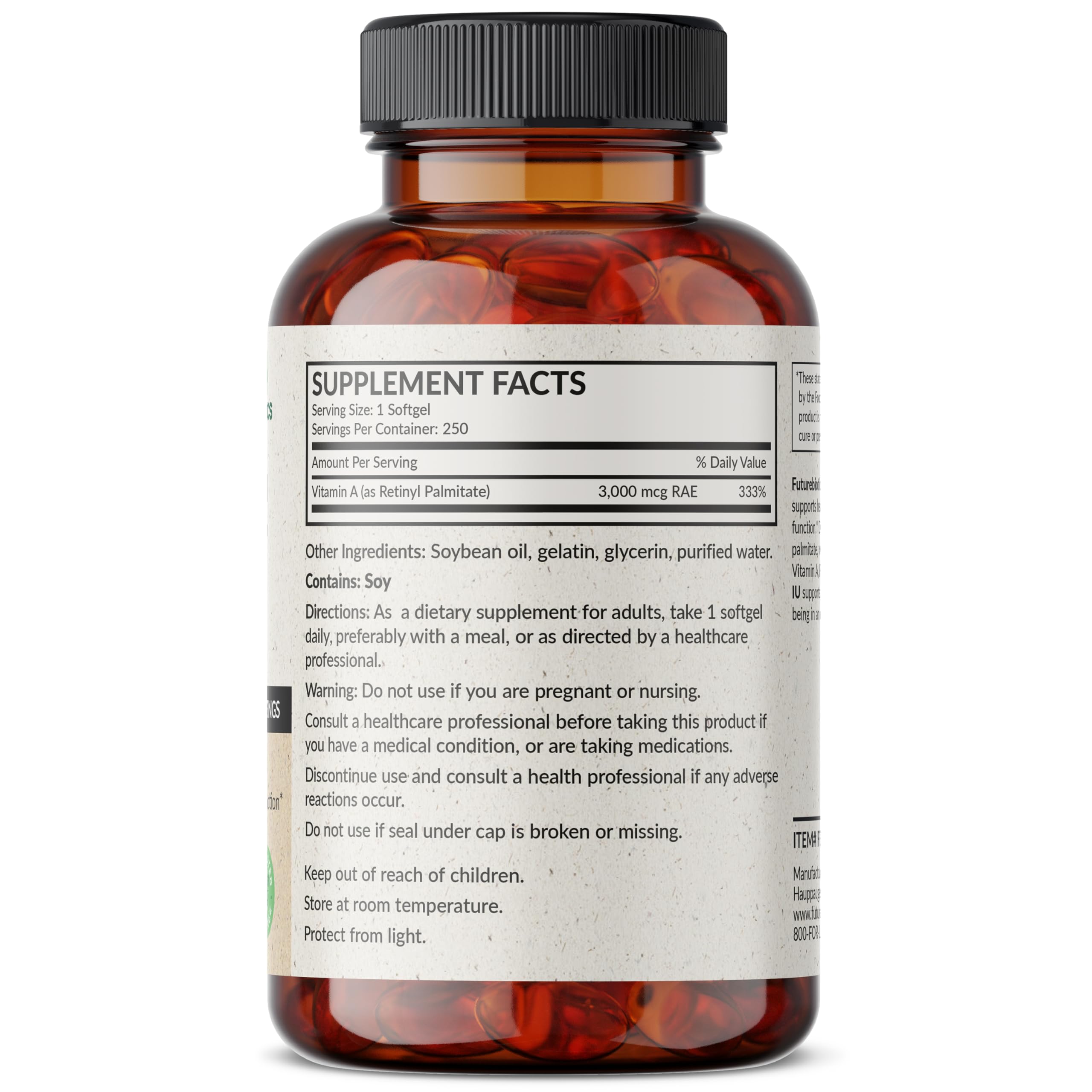 Futurebiotics Vitamin A 10,000 IU softgel packaging