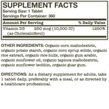Futurebiotics Vitamin D3 10,000 IU Organic Tablets in a hand