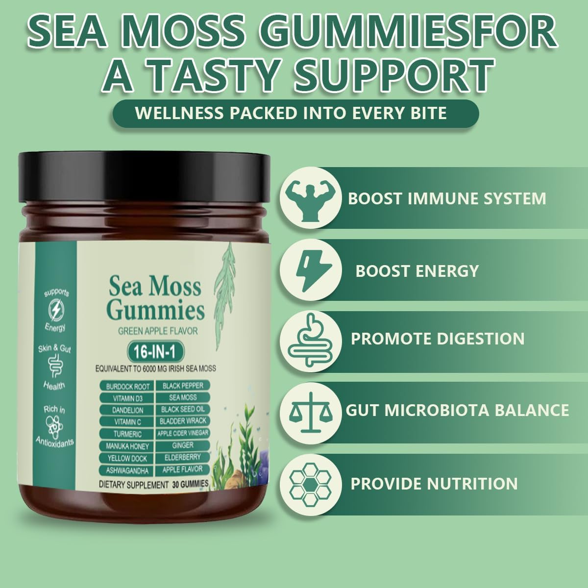 FW ZONE Blended Vitamin & Mineral Gummies green apple flavour