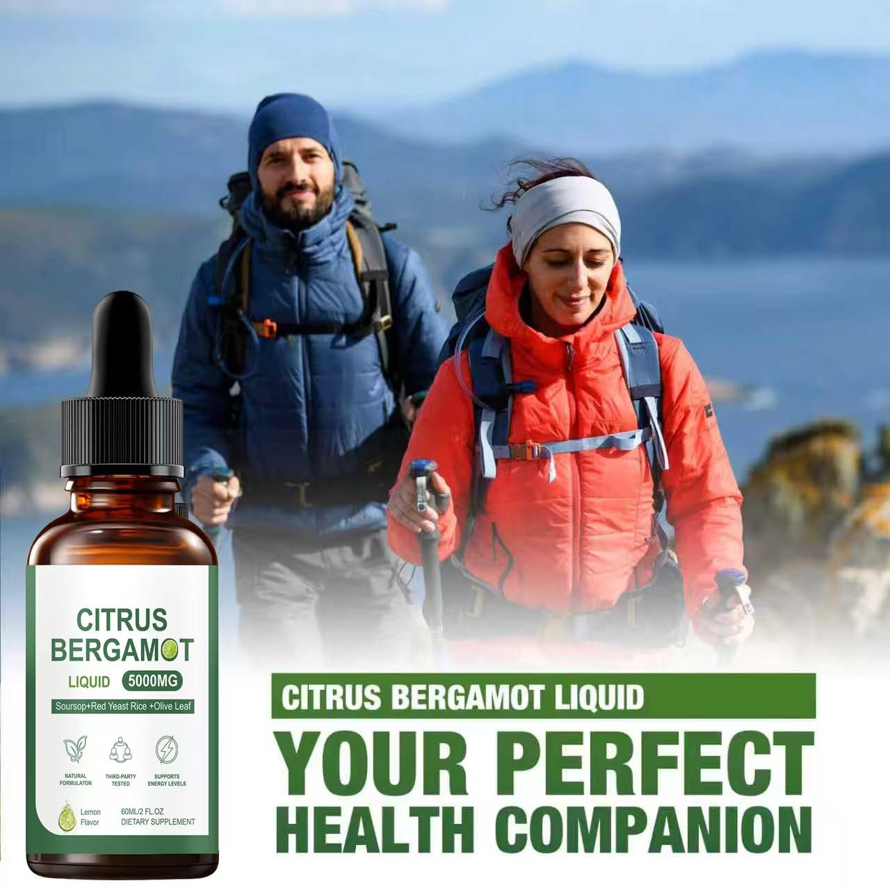 FW ZONE Citrus Bergamot Liquid Supplement 2 fl oz bottle side view