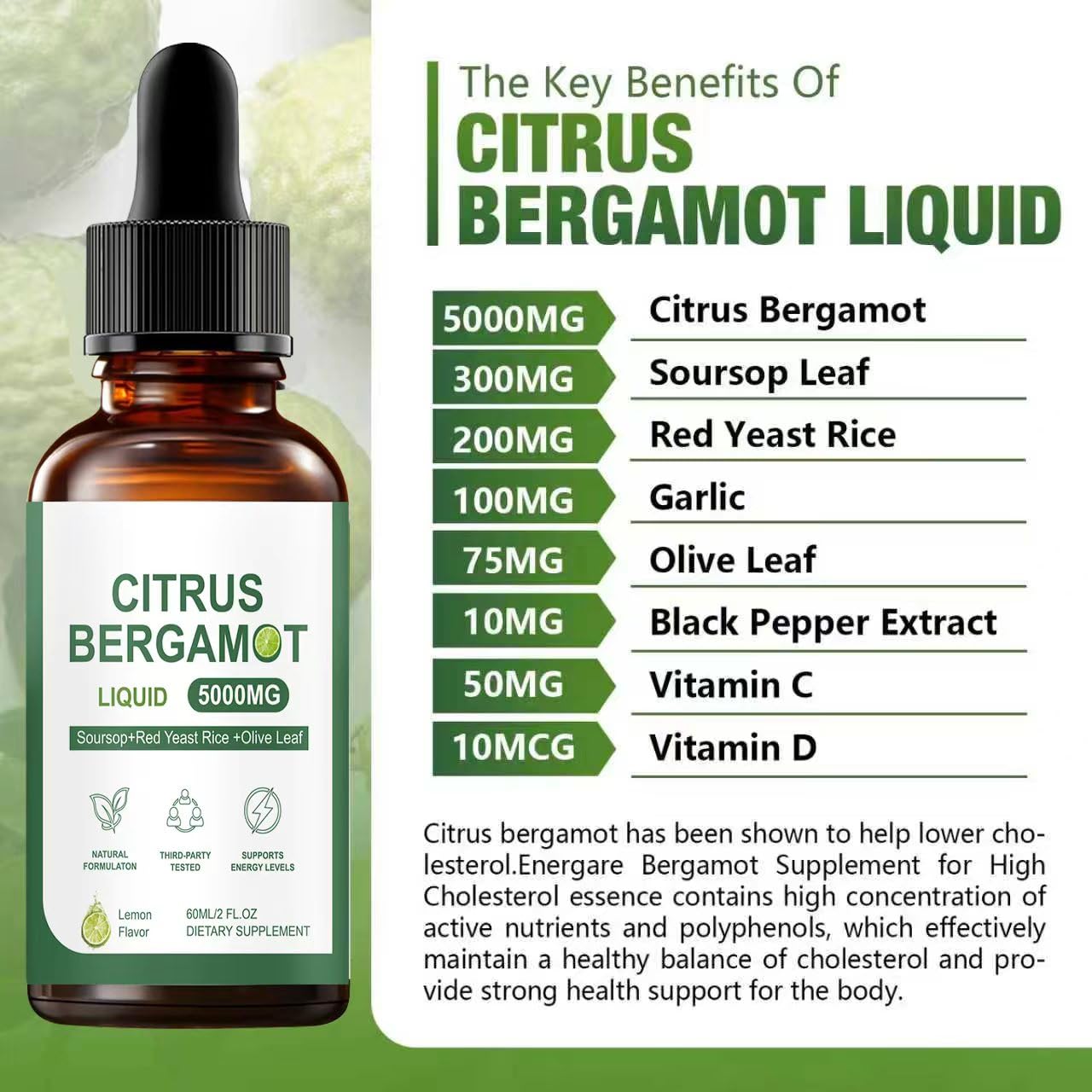 FW ZONE Citrus Bergamot Liquid Supplement 2 fl oz ingredients list