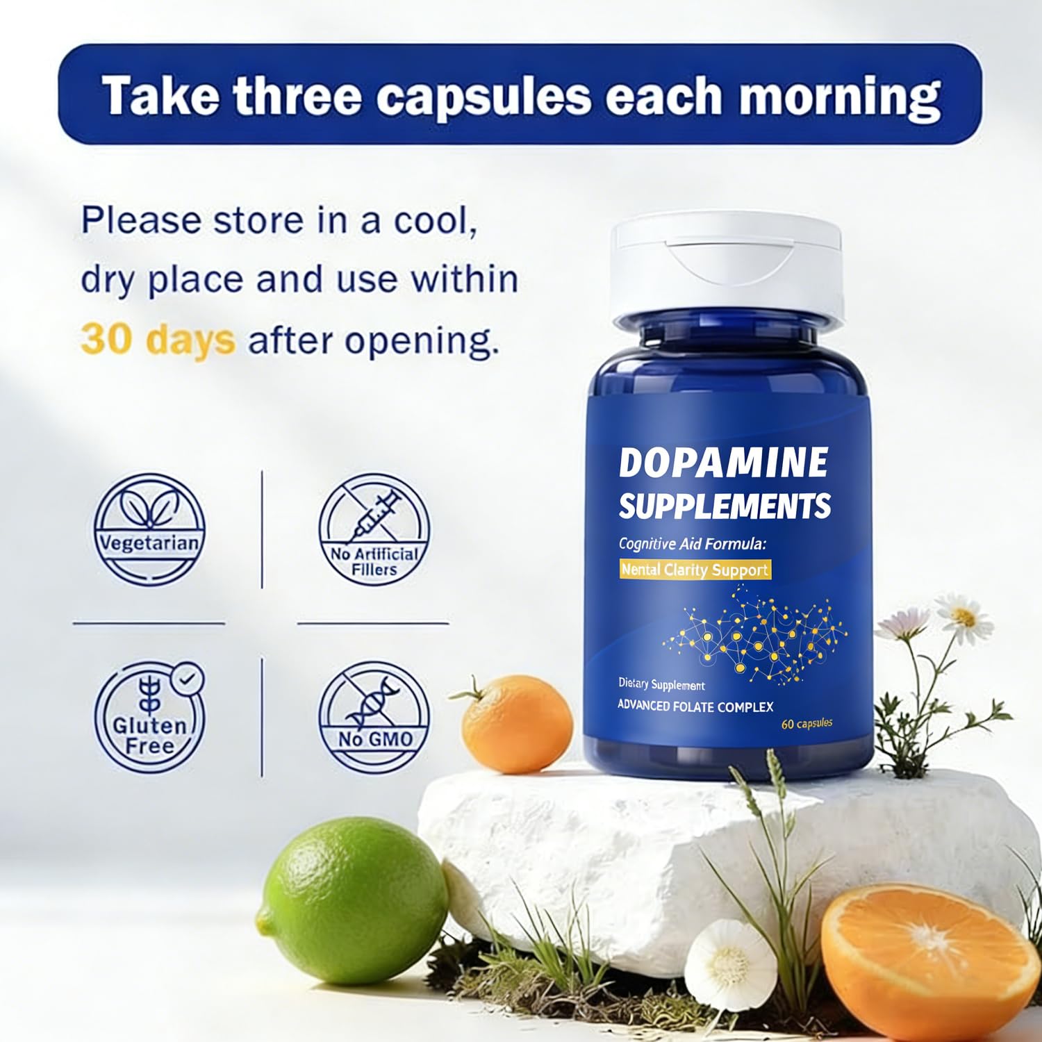 FW ZONE Dopamine Brain Supplement bottle side view