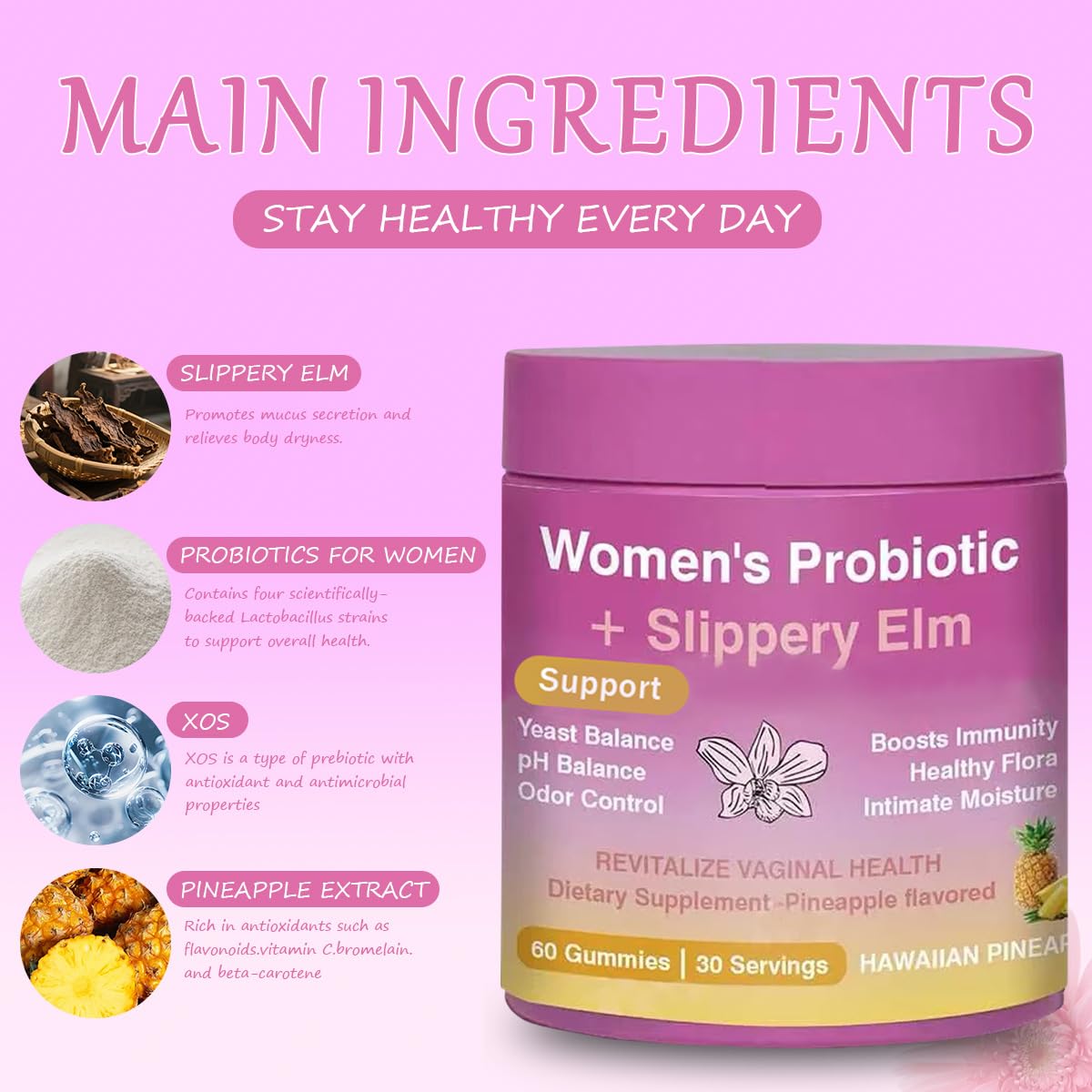 FW ZONE Women's Probiotic Gummies nutritional information