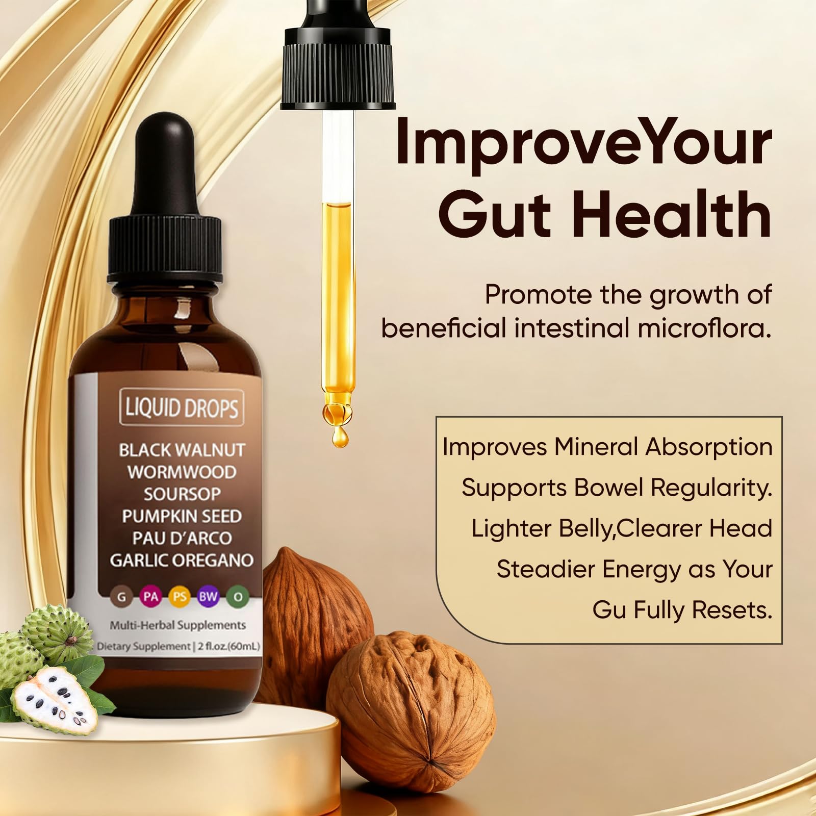 FWPTEI Black Walnut Wormwood Liquid Drops dropper with liquid