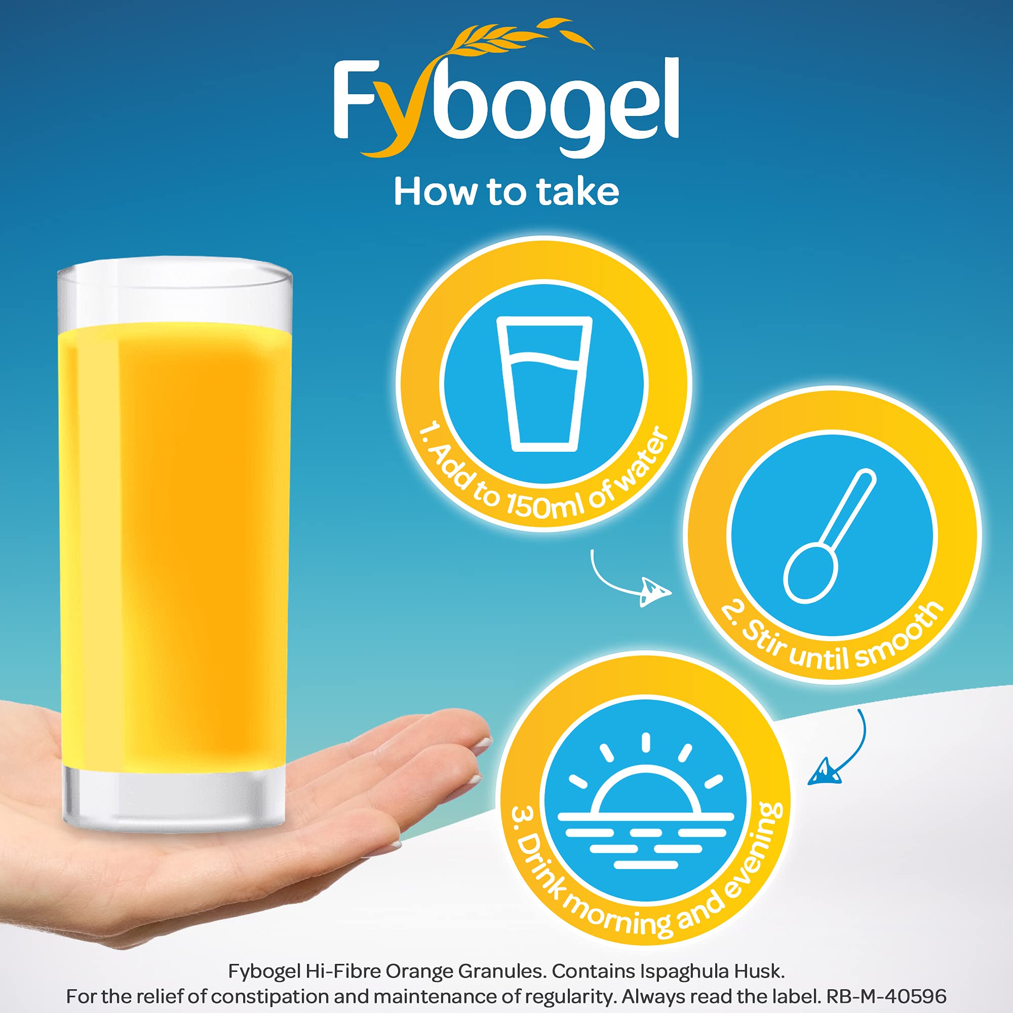 Fybogel Hi-Fibre Orange Drink close-up of granules