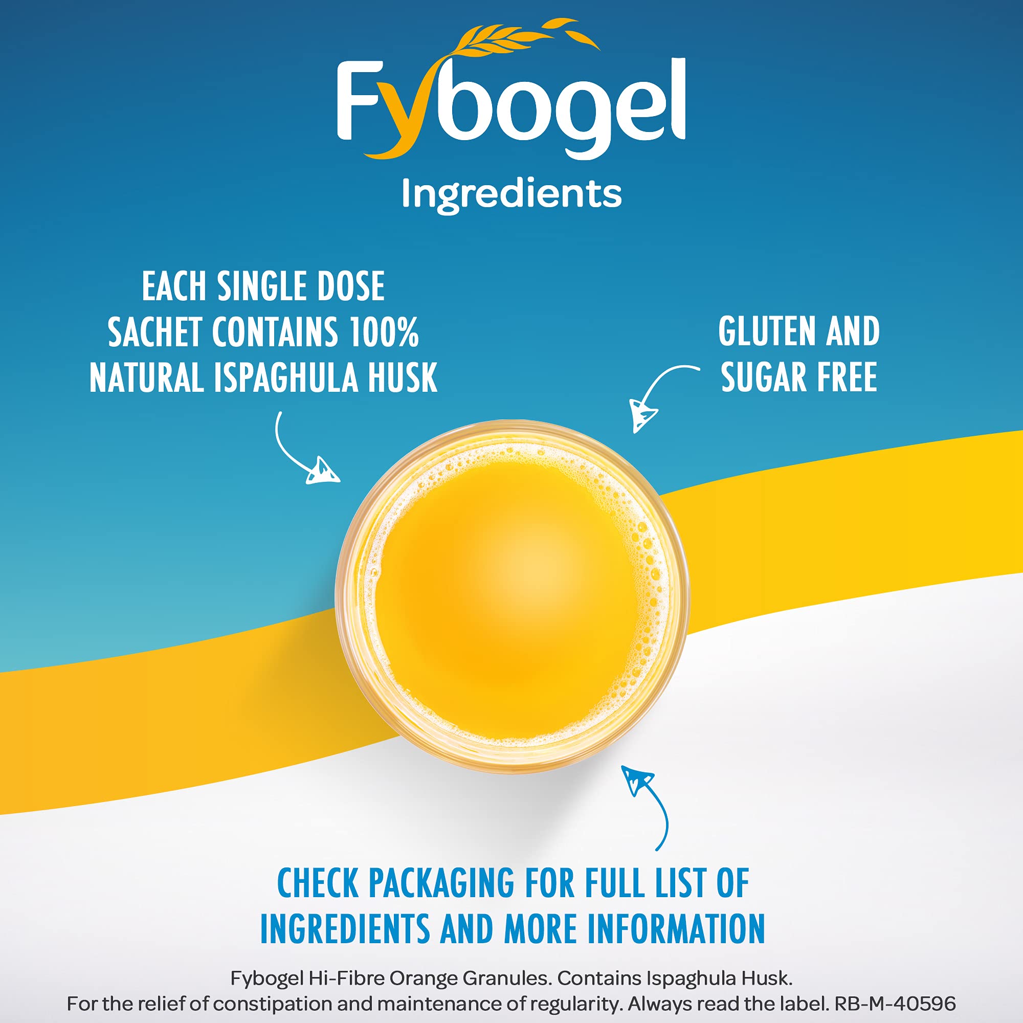 Fybogel Hi-Fibre Orange Drink preparation with water