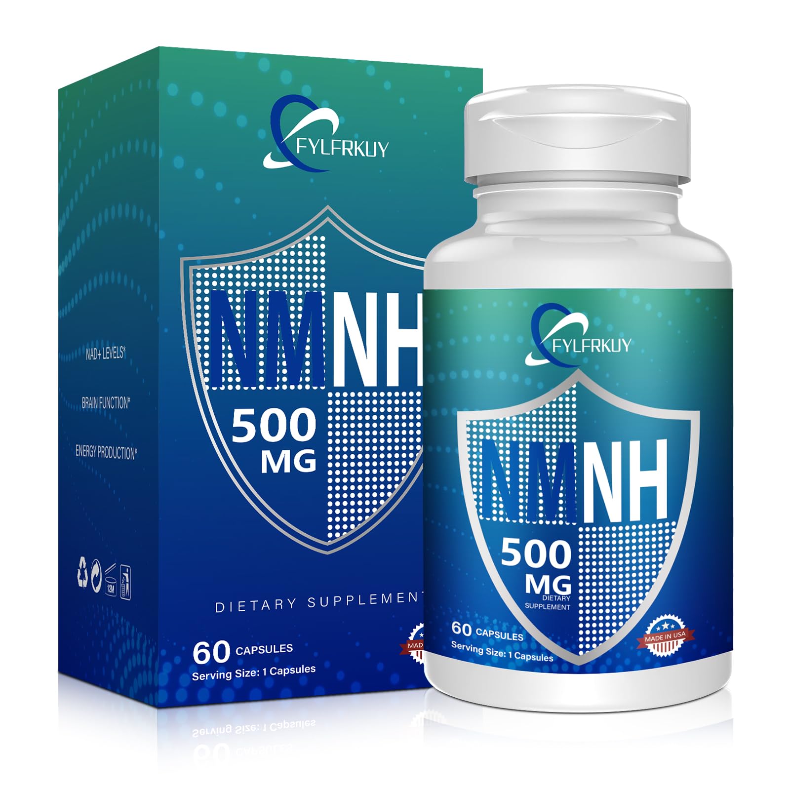 FYLFRKUY NMNH 500mg B3 Niacin Supplement bottle front view