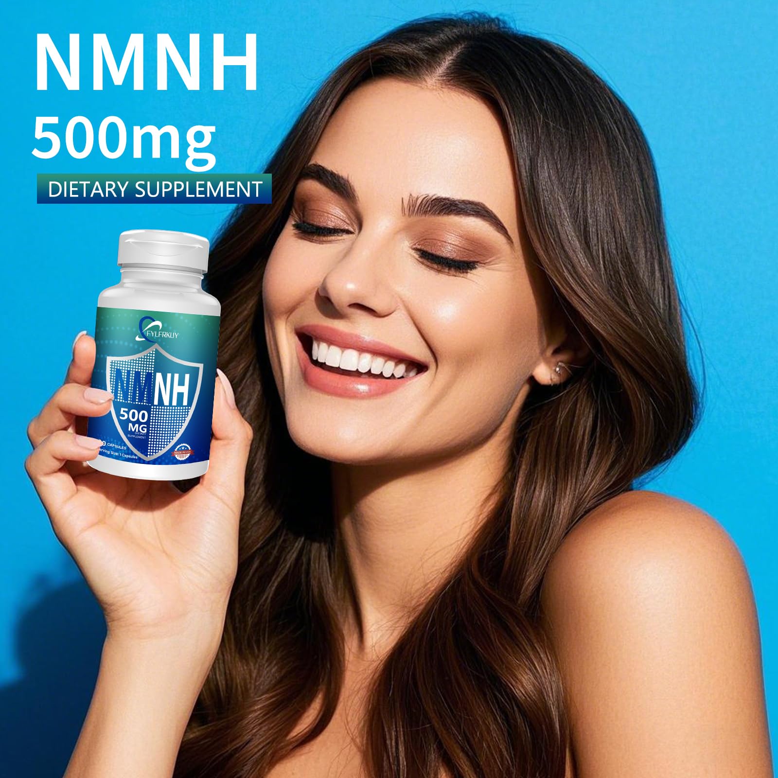FYLFRKUY NMNH 500mg B3 Niacin Supplement bottle with dosage instructions