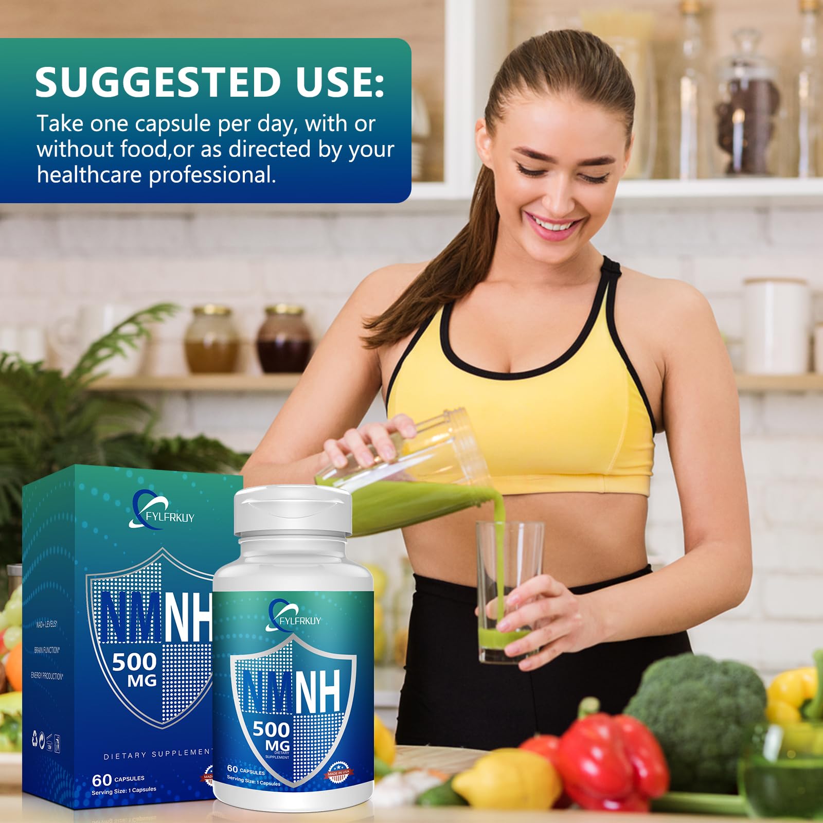 FYLFRKUY NMNH 500mg B3 Niacin Supplement lifestyle scene