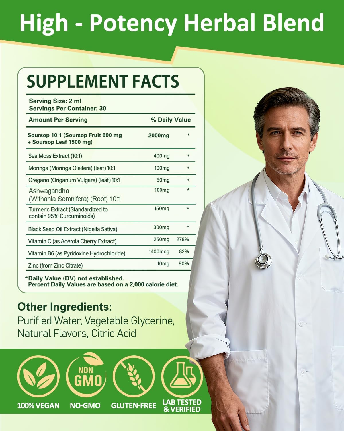 Fynzylarv Soursop Liquid Drops ingredients overview