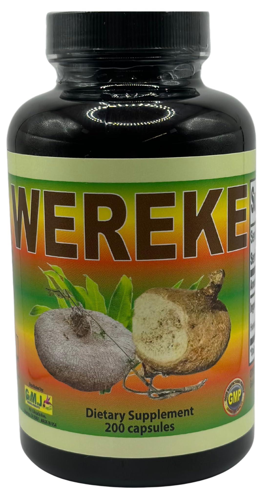 G.M.J Wereke Dietary Supplement bottle front view with 200 capsules