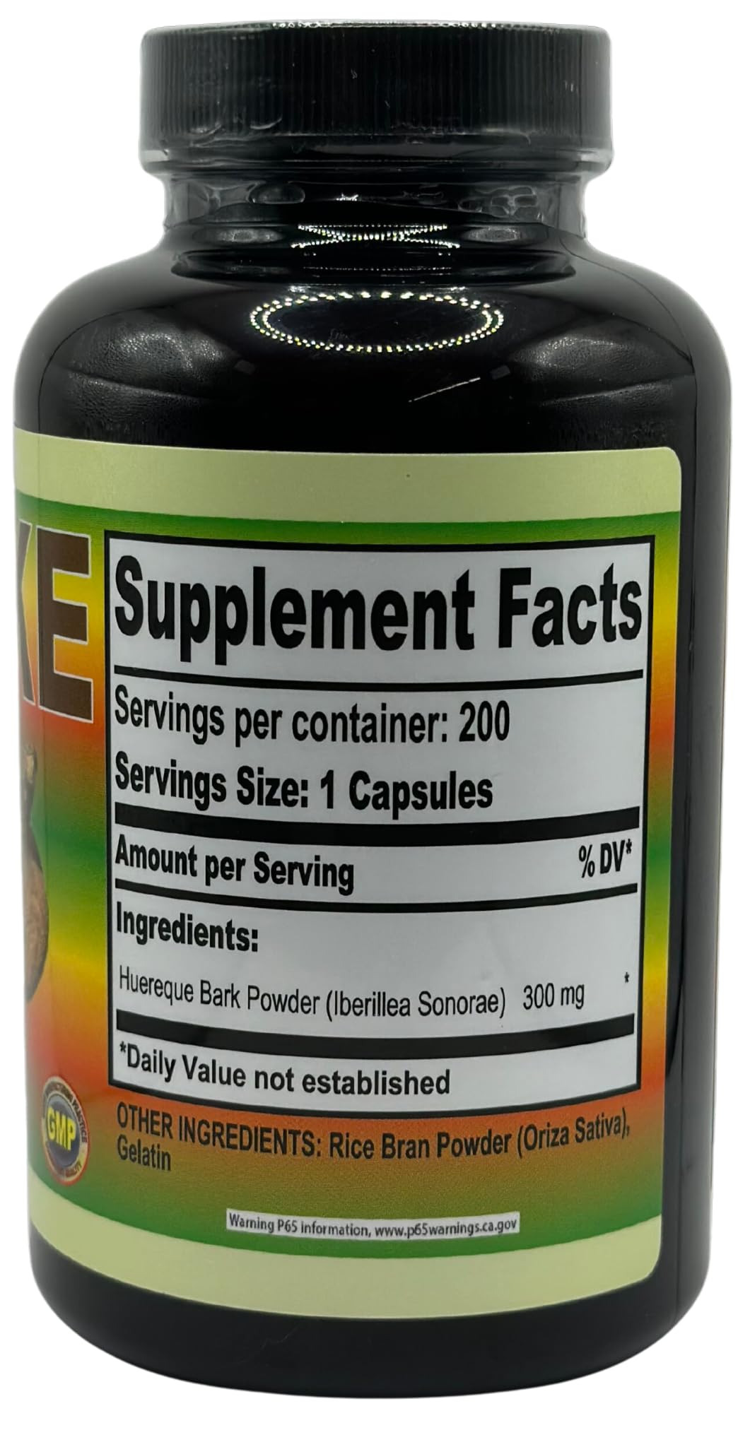 G.M.J Wereke Dietary Supplement bottle side view displaying label
