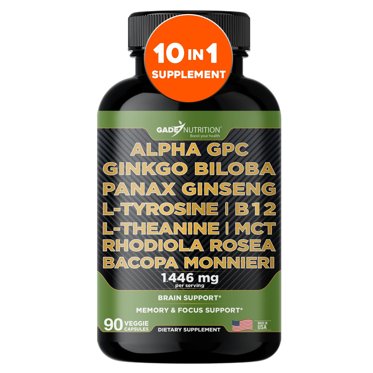 GADE NUTRITION Alpha-GPC Capsules front view