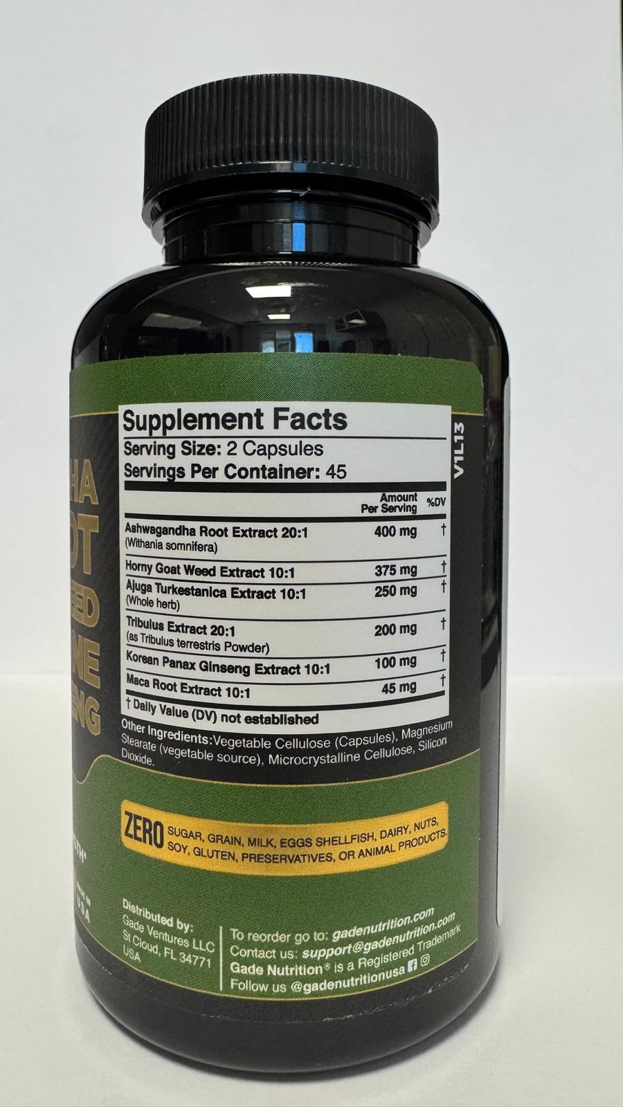 GADE NUTRITION ASHWAGANDHA 6-in-1 Supplement on a table