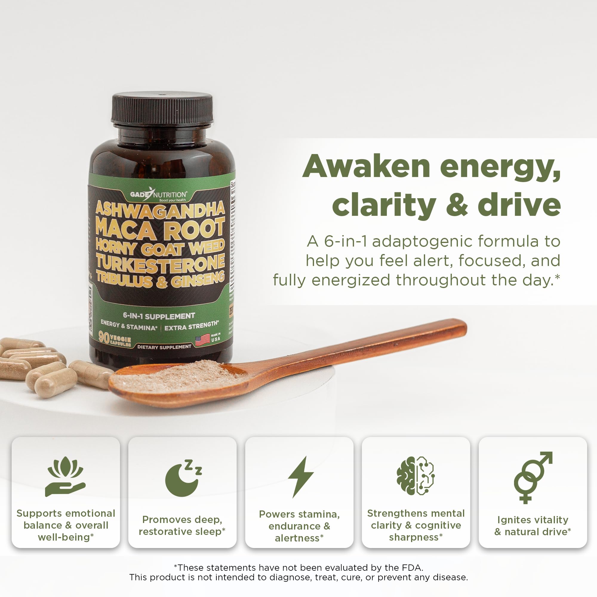 GADE NUTRITION Ashwagandha 6-in-1 Supplement side view