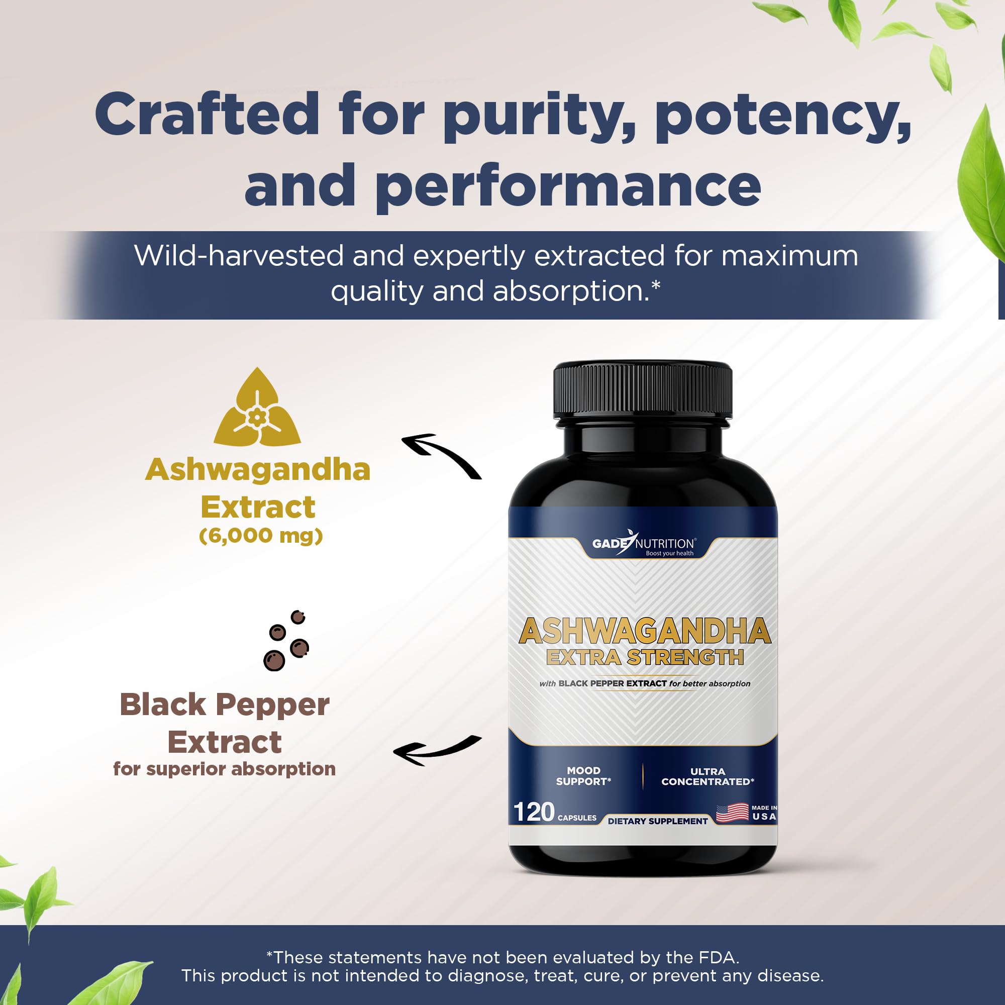 GADE NUTRITION Ashwagandha Extra Strength Capsules packaging