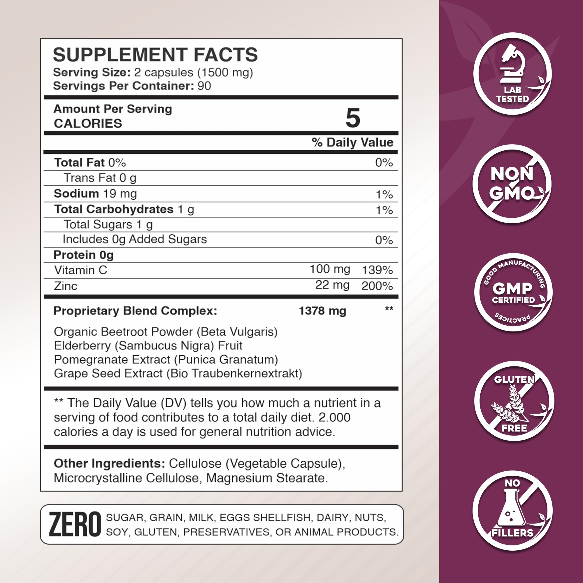 GADE NUTRITION Hero Beets 1500mg capsules close-up of two capsules