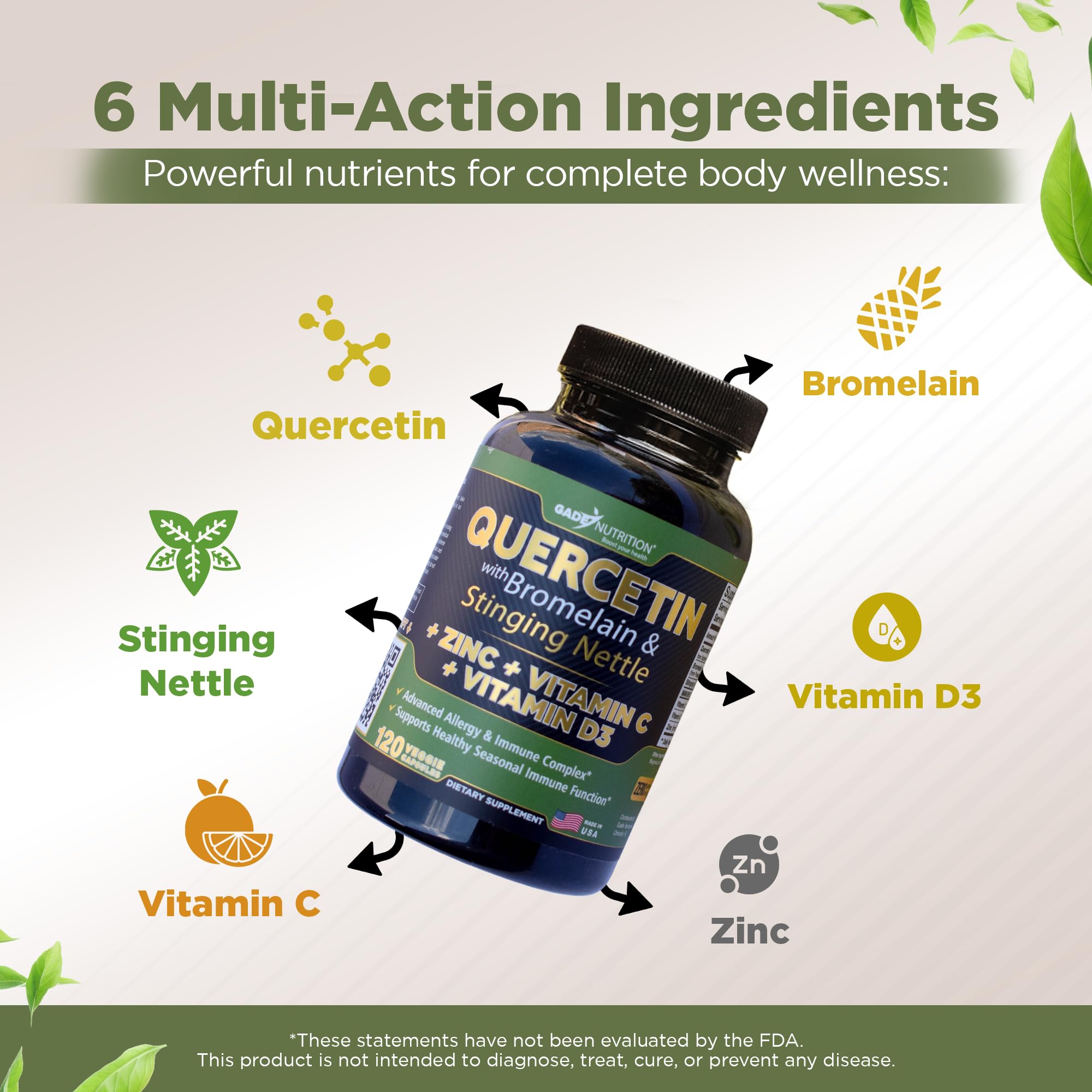 GADE NUTRITION Quercetin 500mg capsules with ingredients list