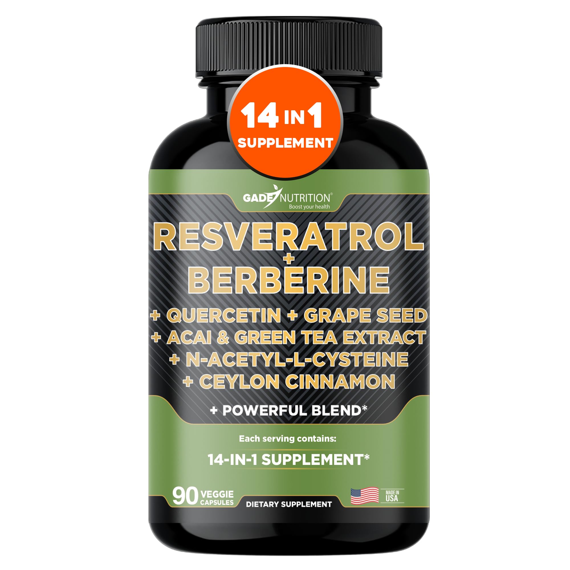 GADE NUTRITION Resveratrol Supplement 87g front view