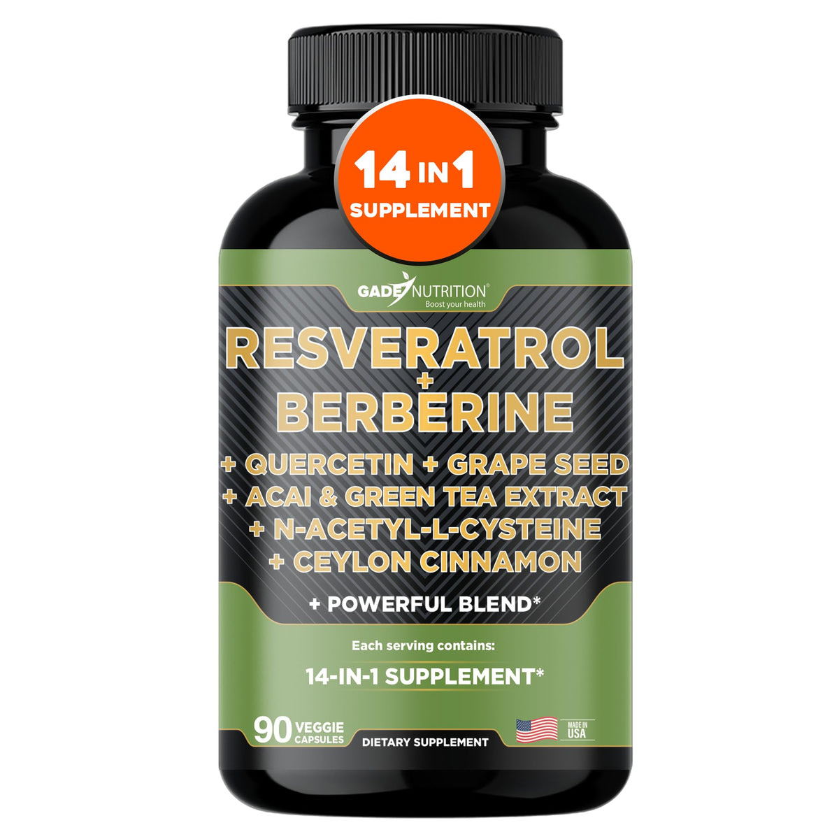 GADE NUTRITION Resveratrol Supplement 87g front view
