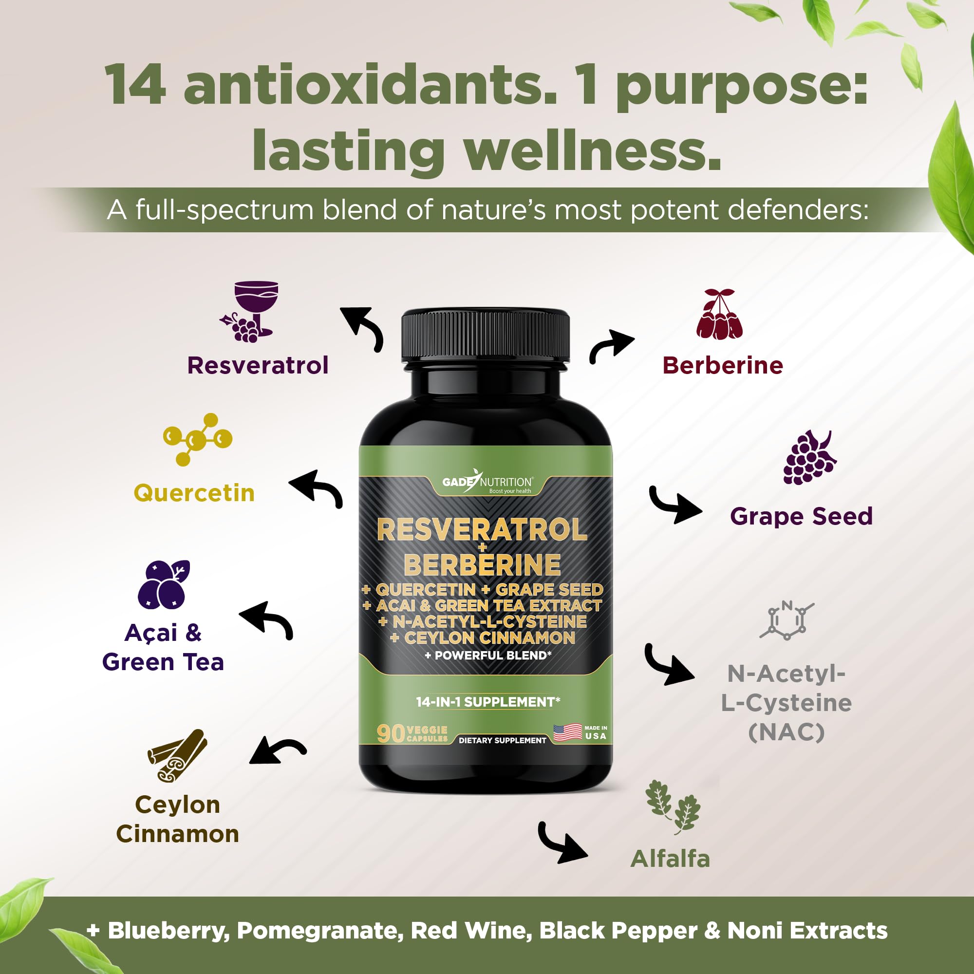 GADE NUTRITION Resveratrol Supplement 87g packaging