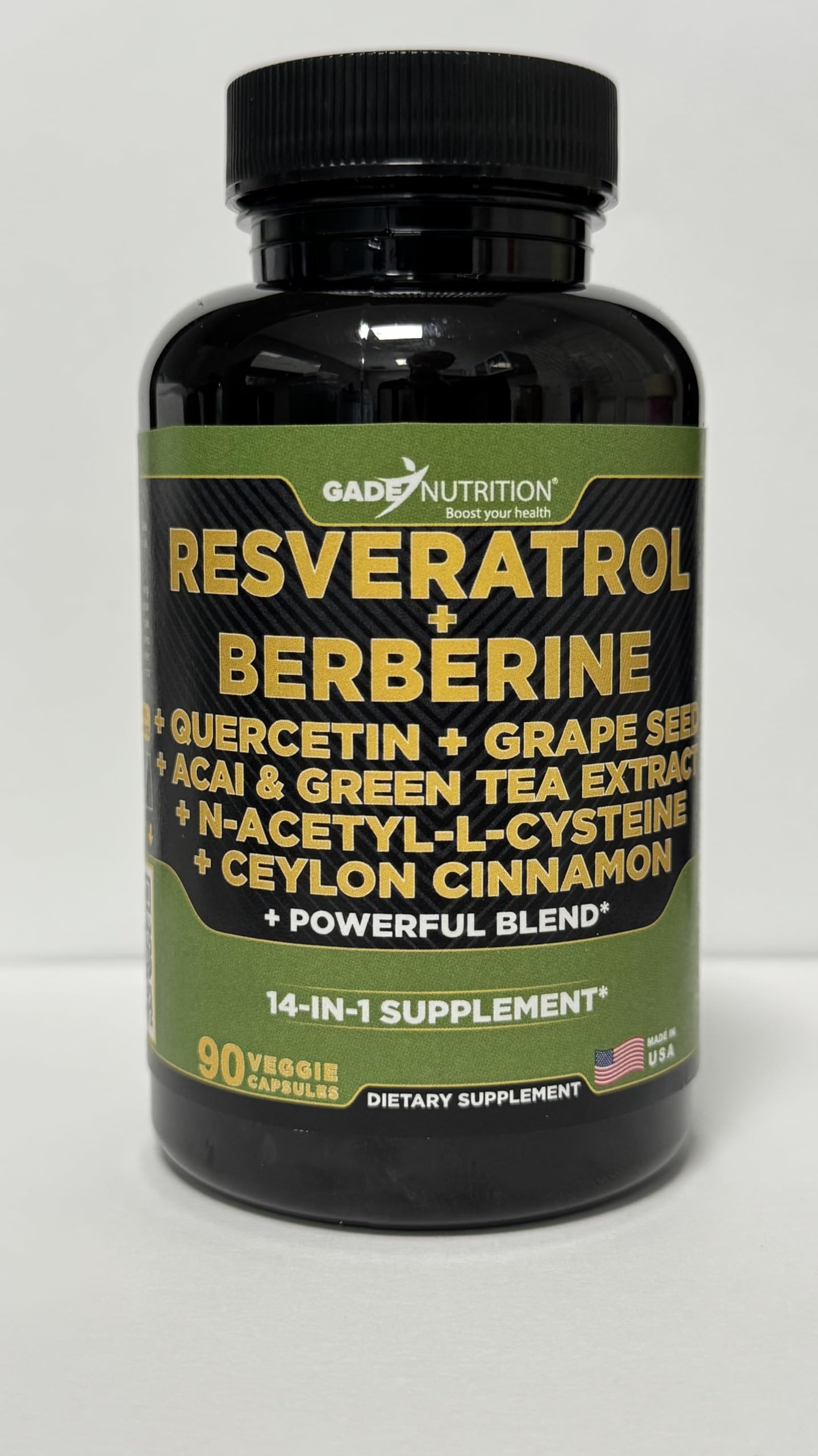 GADE NUTRITION Resveratrol Supplement 87g with a glass of water