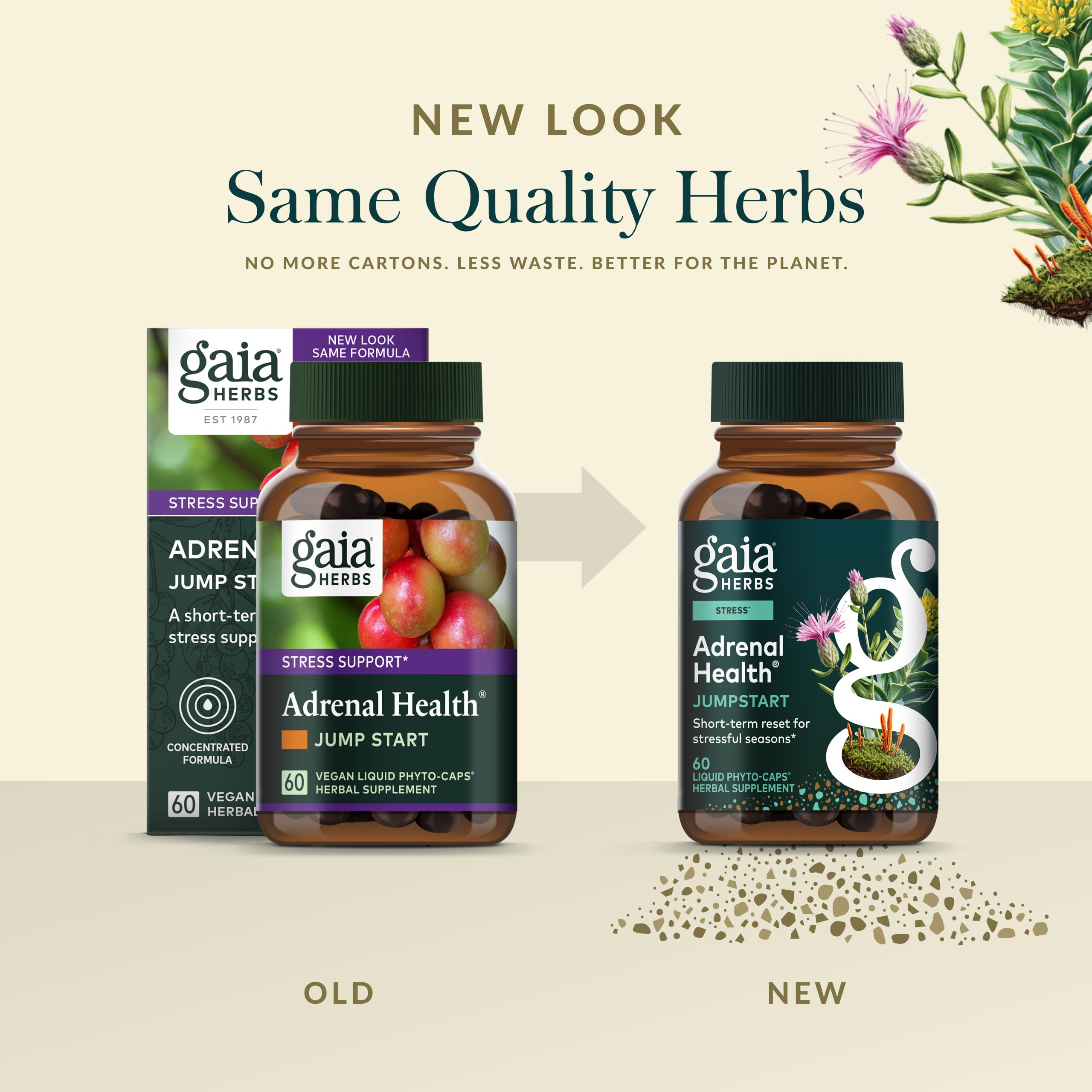 Gaia Herbs Adrenal Health Jumpstart on a wooden table