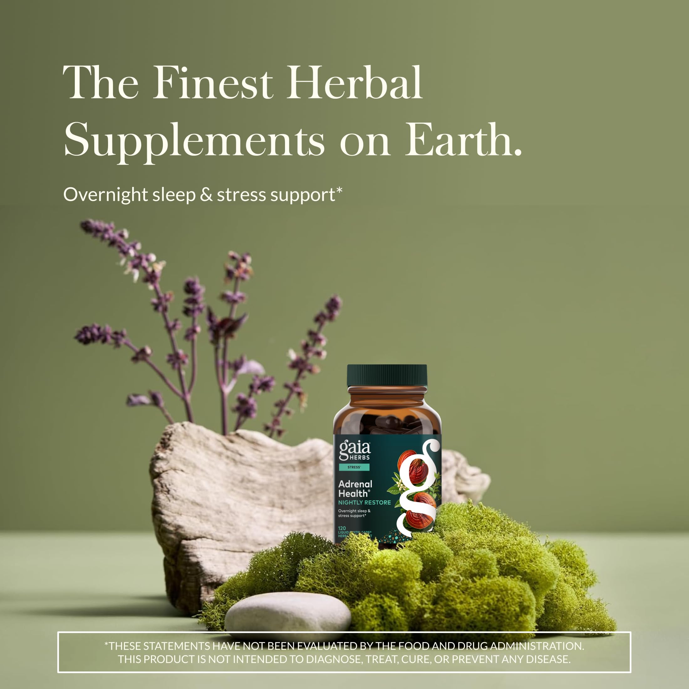Gaia Herbs Adrenal Health Nightly Restore capsule close-up