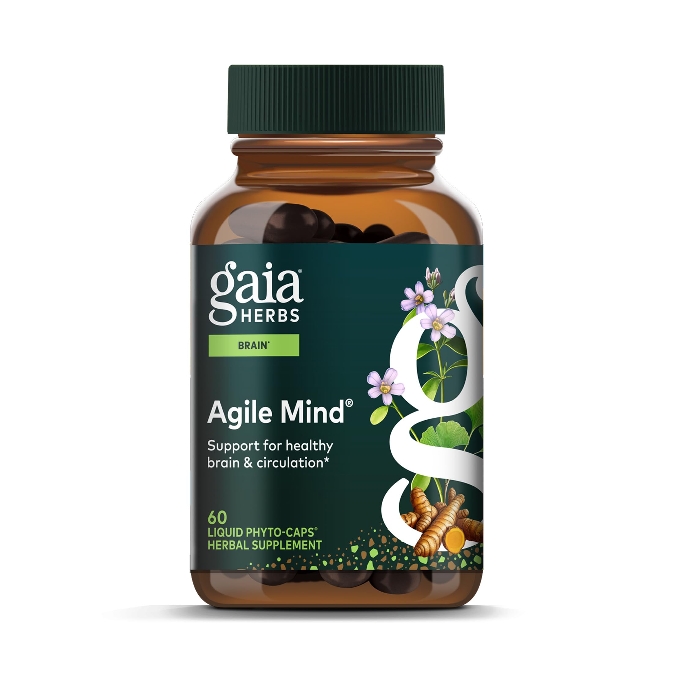 Gaia Herbs Agile Mind Brain Health Supplement front view