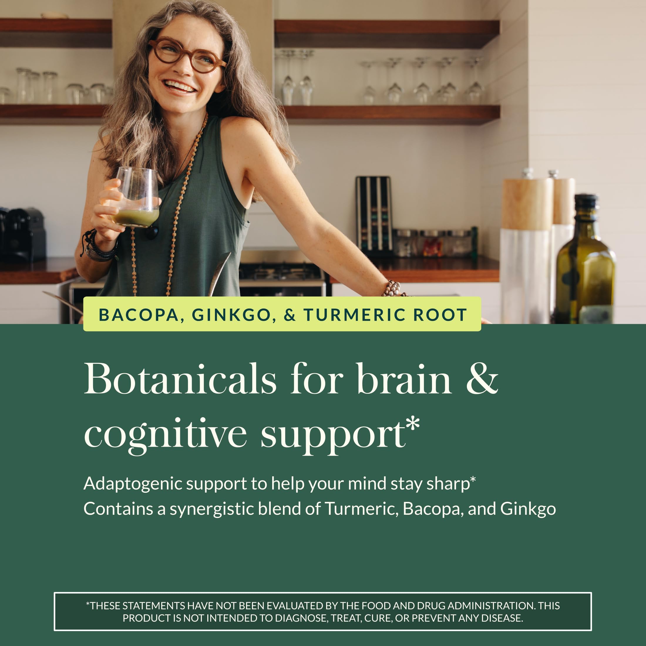 Gaia Herbs Agile Mind capsules in a hand