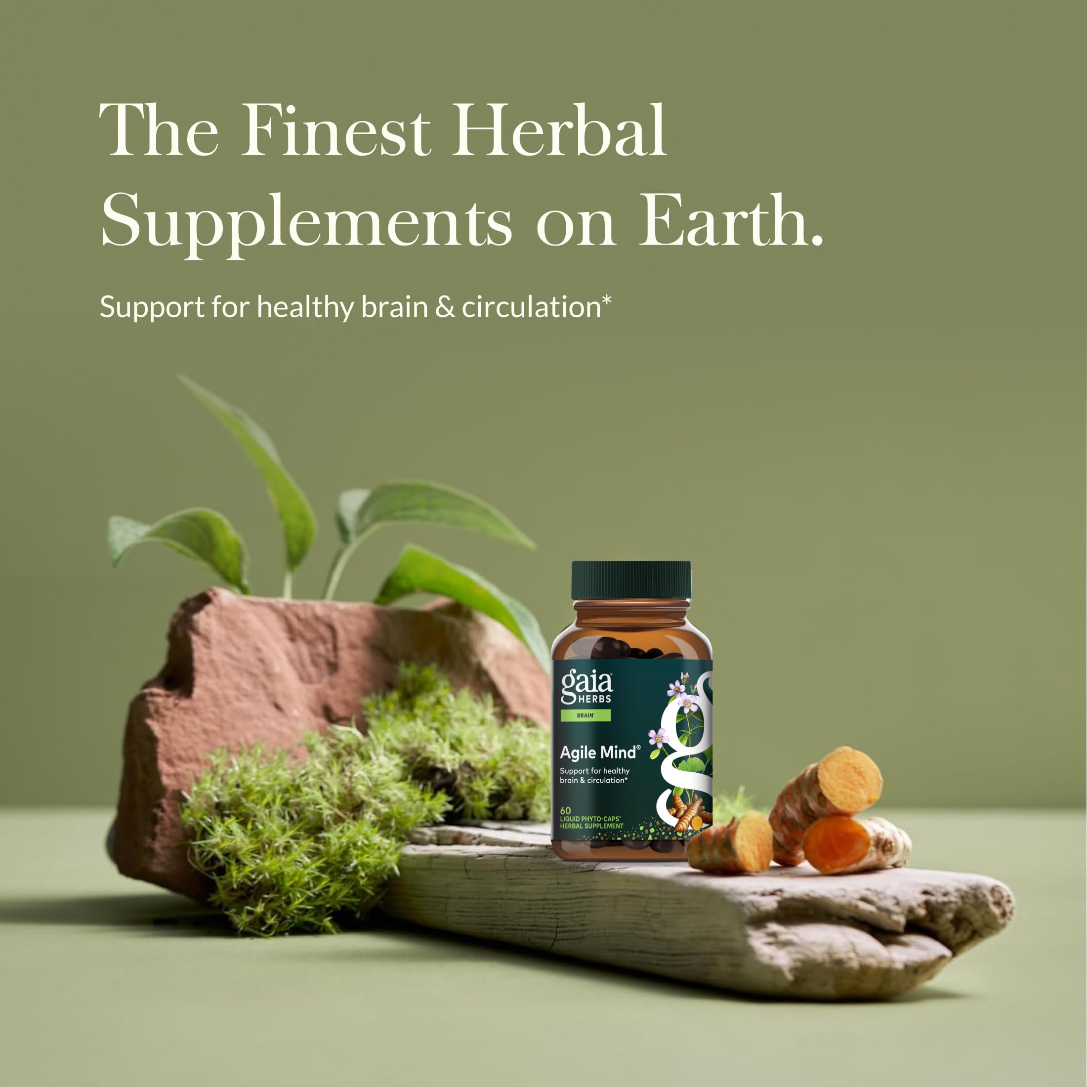 Gaia Herbs Agile Mind supplement bottle side view