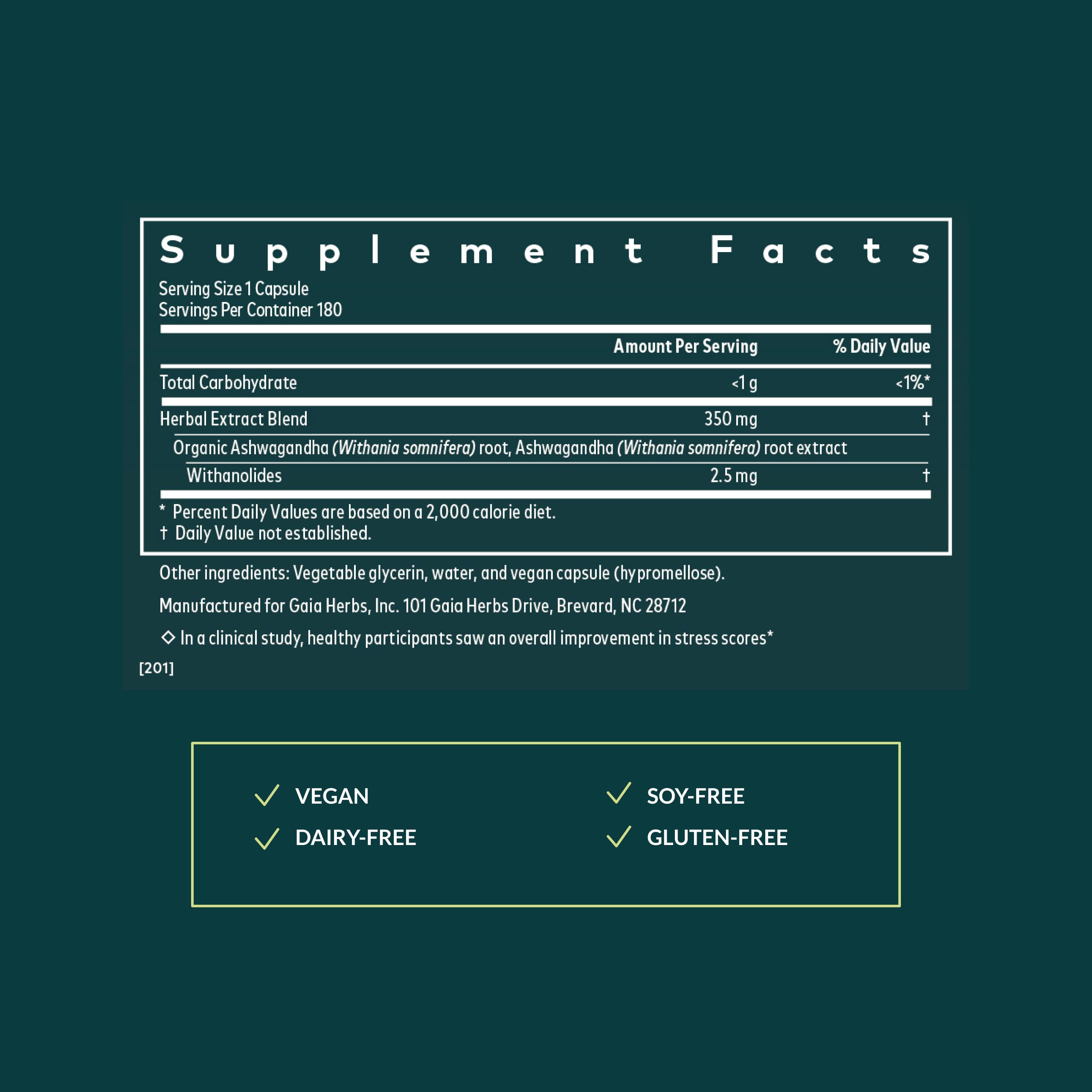 Gaia Herbs Ashwagandha Capsules bottle with label