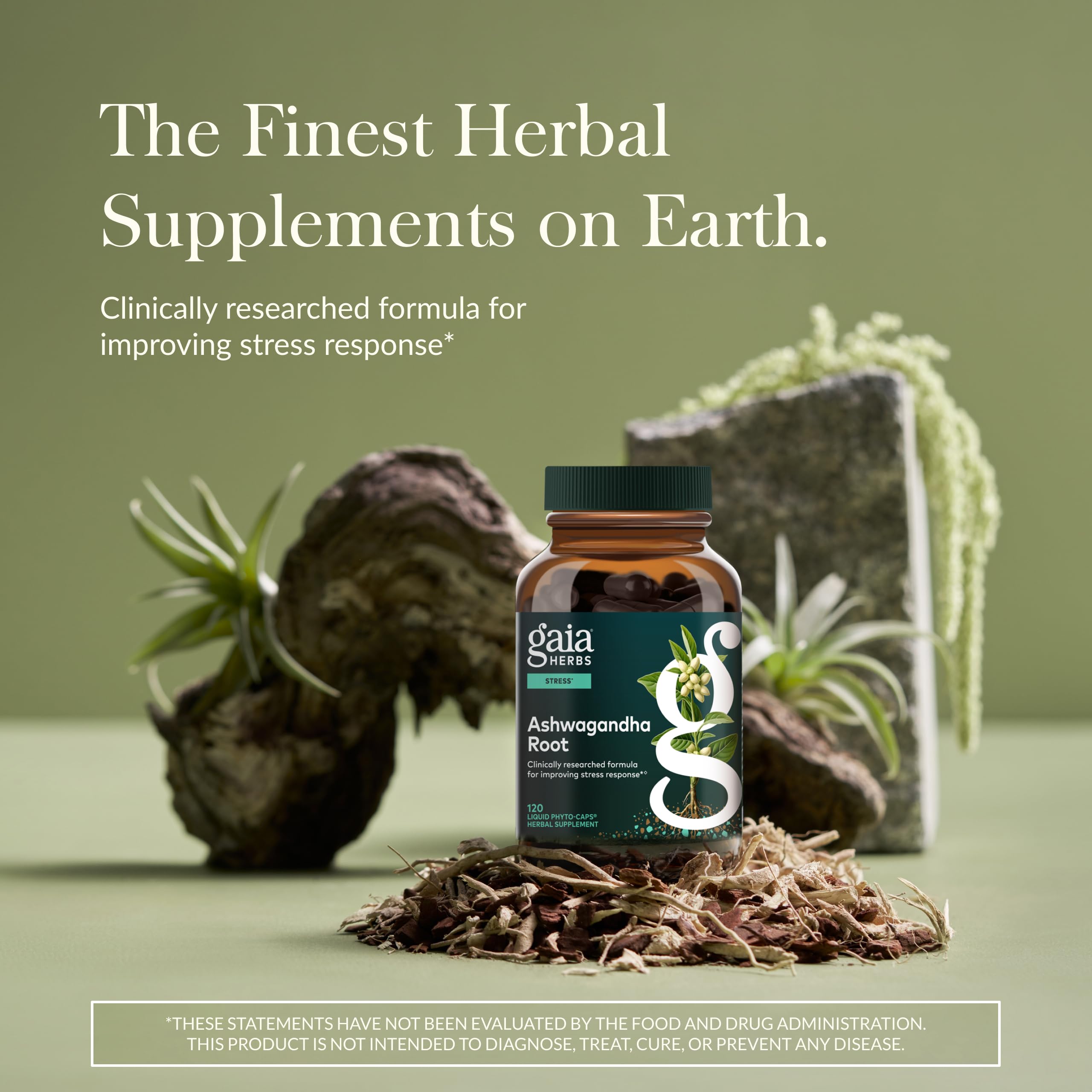 Gaia Herbs Ashwagandha Capsules side view showing label